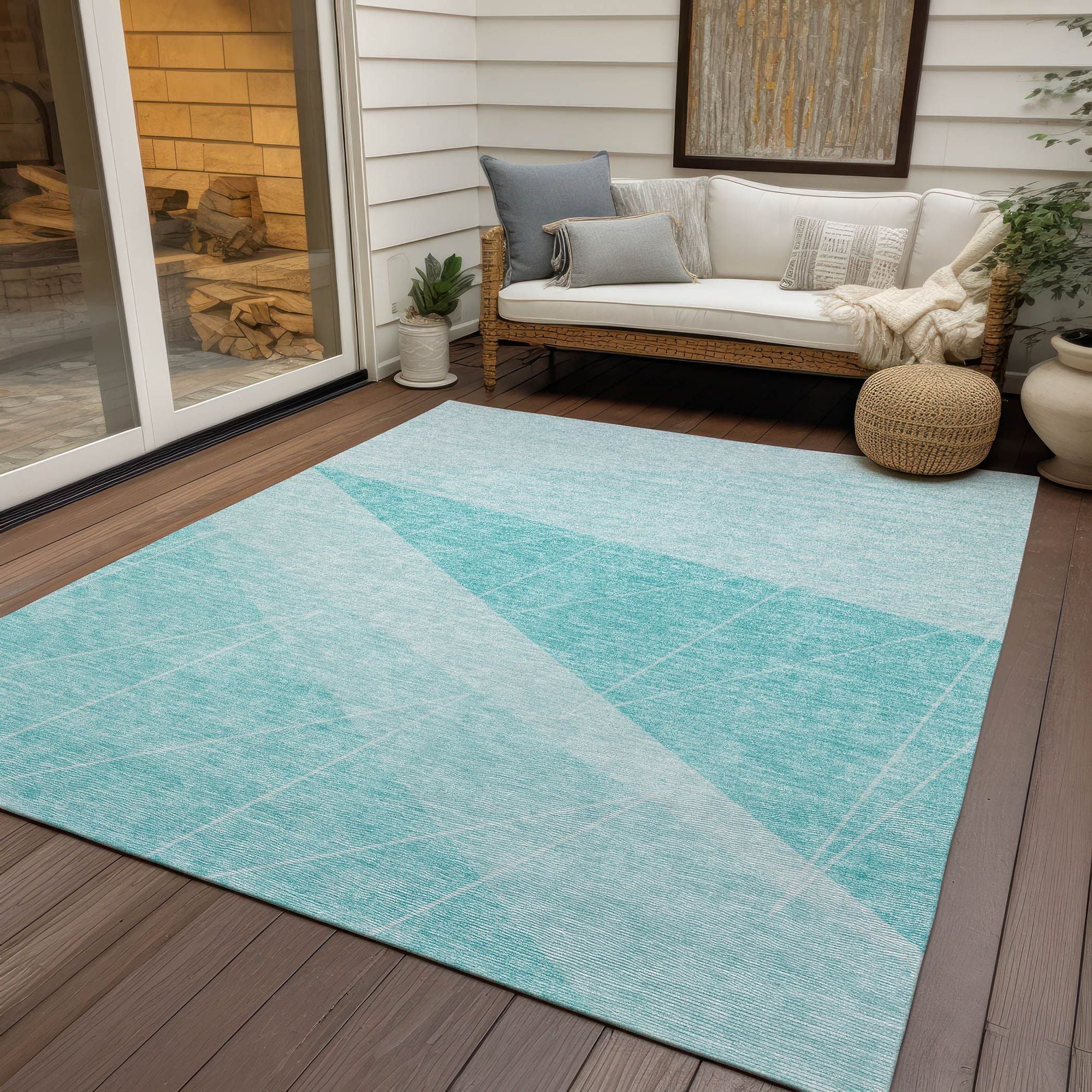 Machine Made ACN706 Teal  Rugs #color_teal 