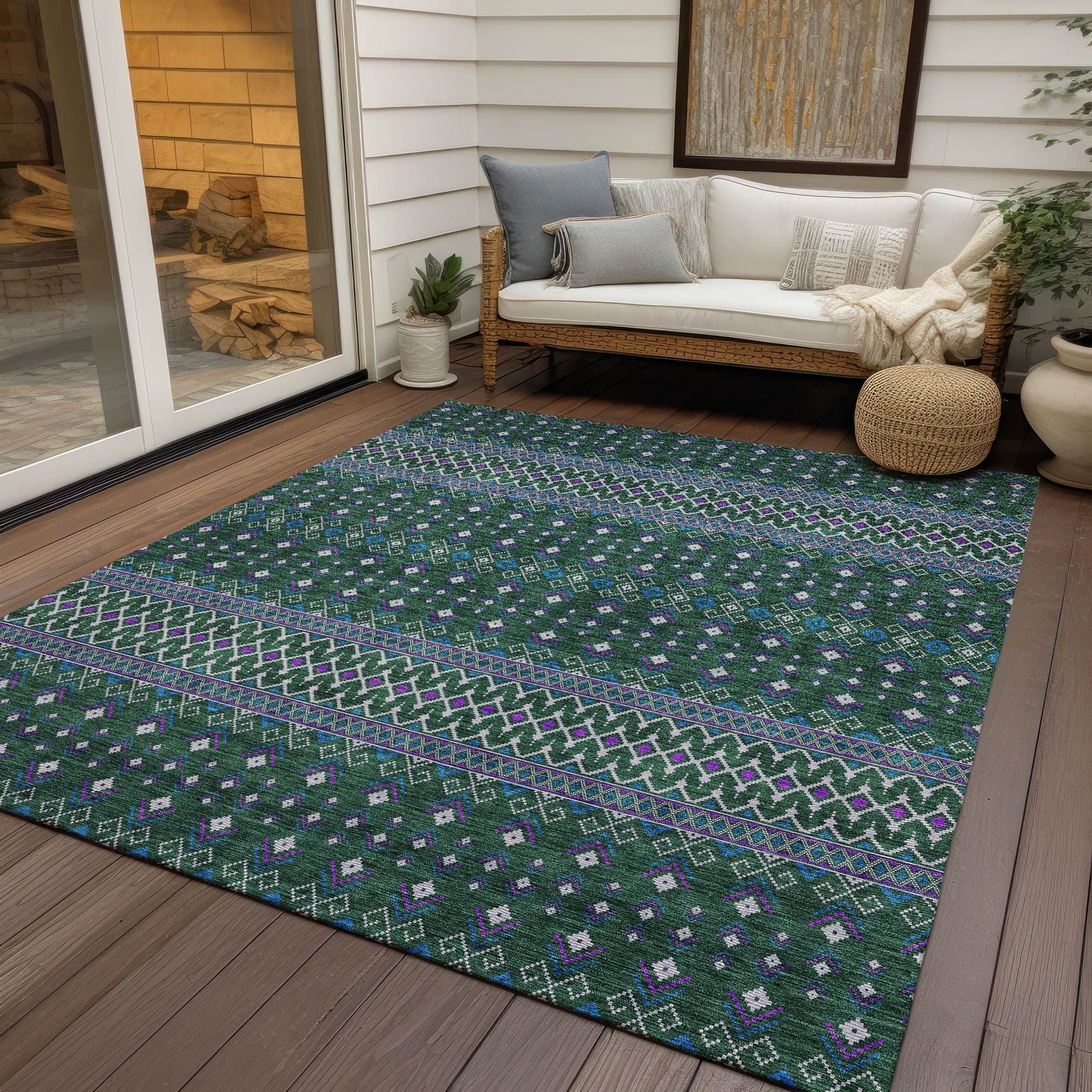 Machine Made ACN708 Green  Rugs #color_green 