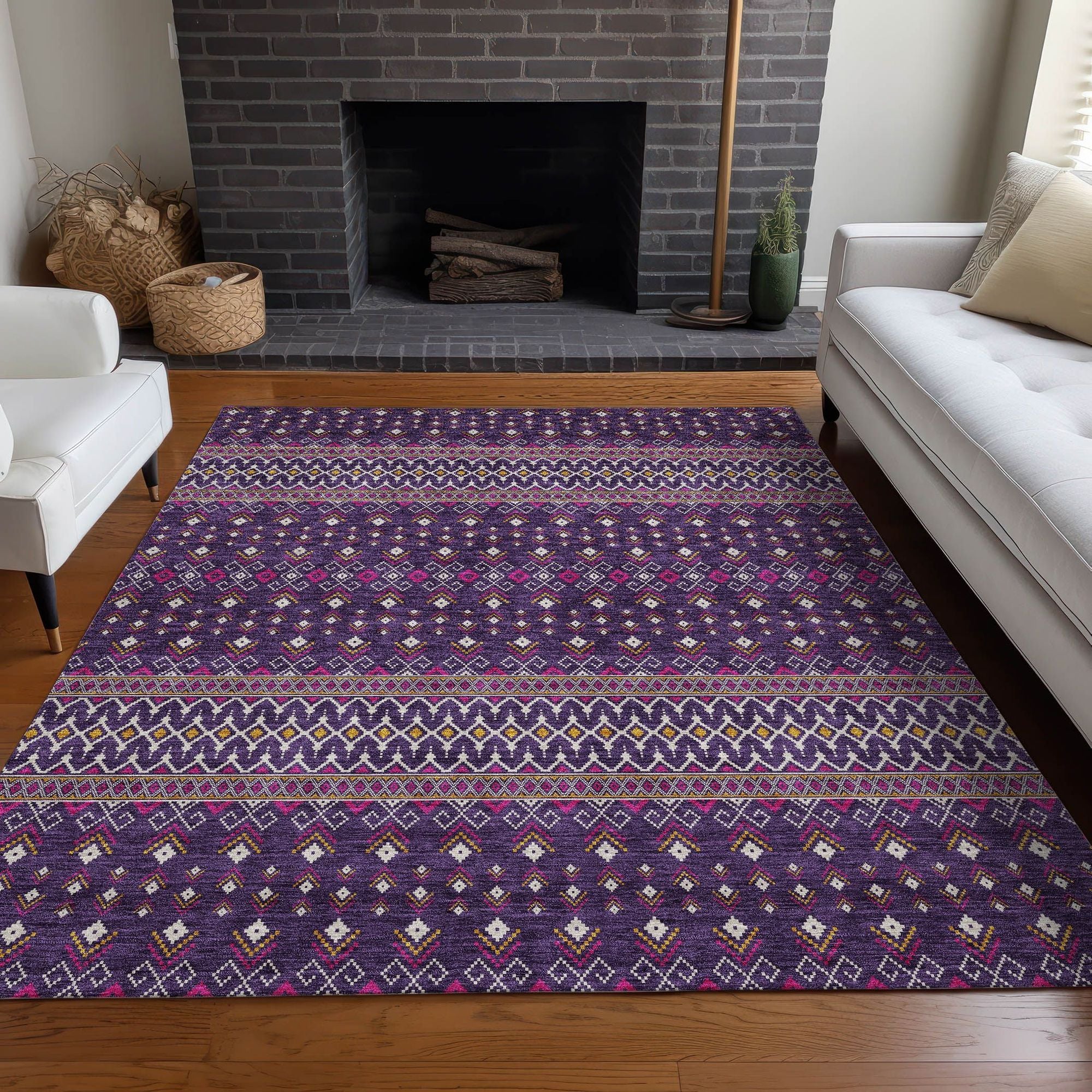 Machine Made ACN708 Purple  Rugs #color_purple 