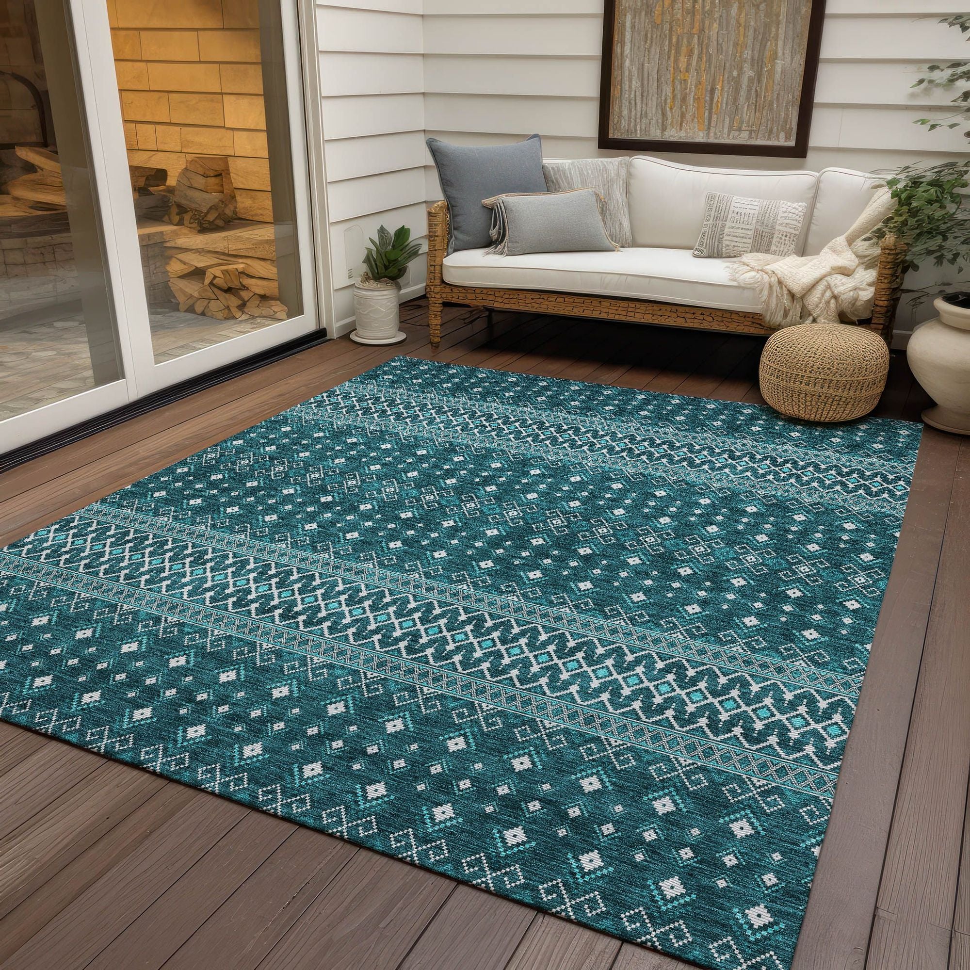 Machine Made ACN708 Teal  Rugs #color_teal 