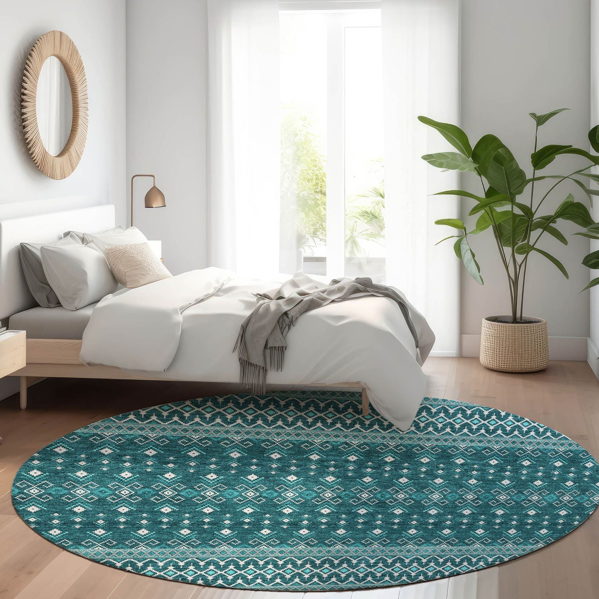 Machine Made ACN708 Teal  Rugs #color_teal 