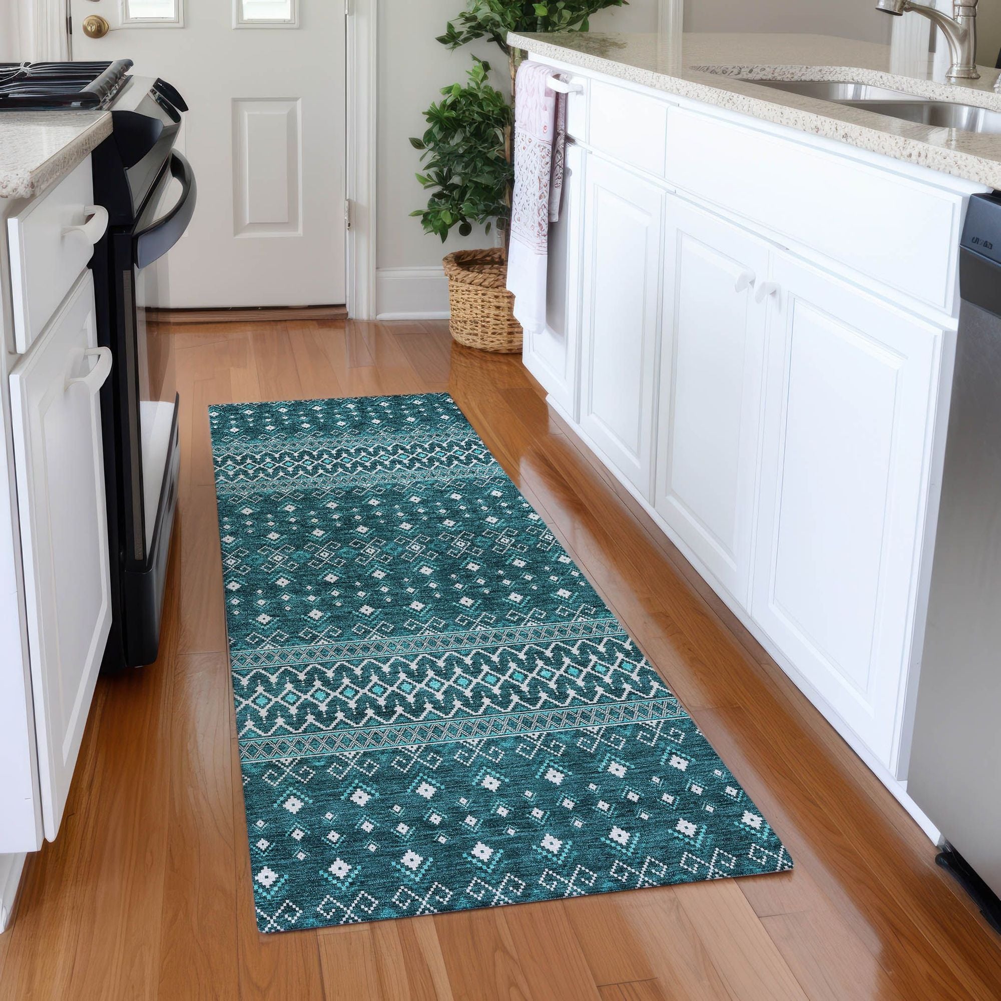 Machine Made ACN708 Teal  Rugs #color_teal 