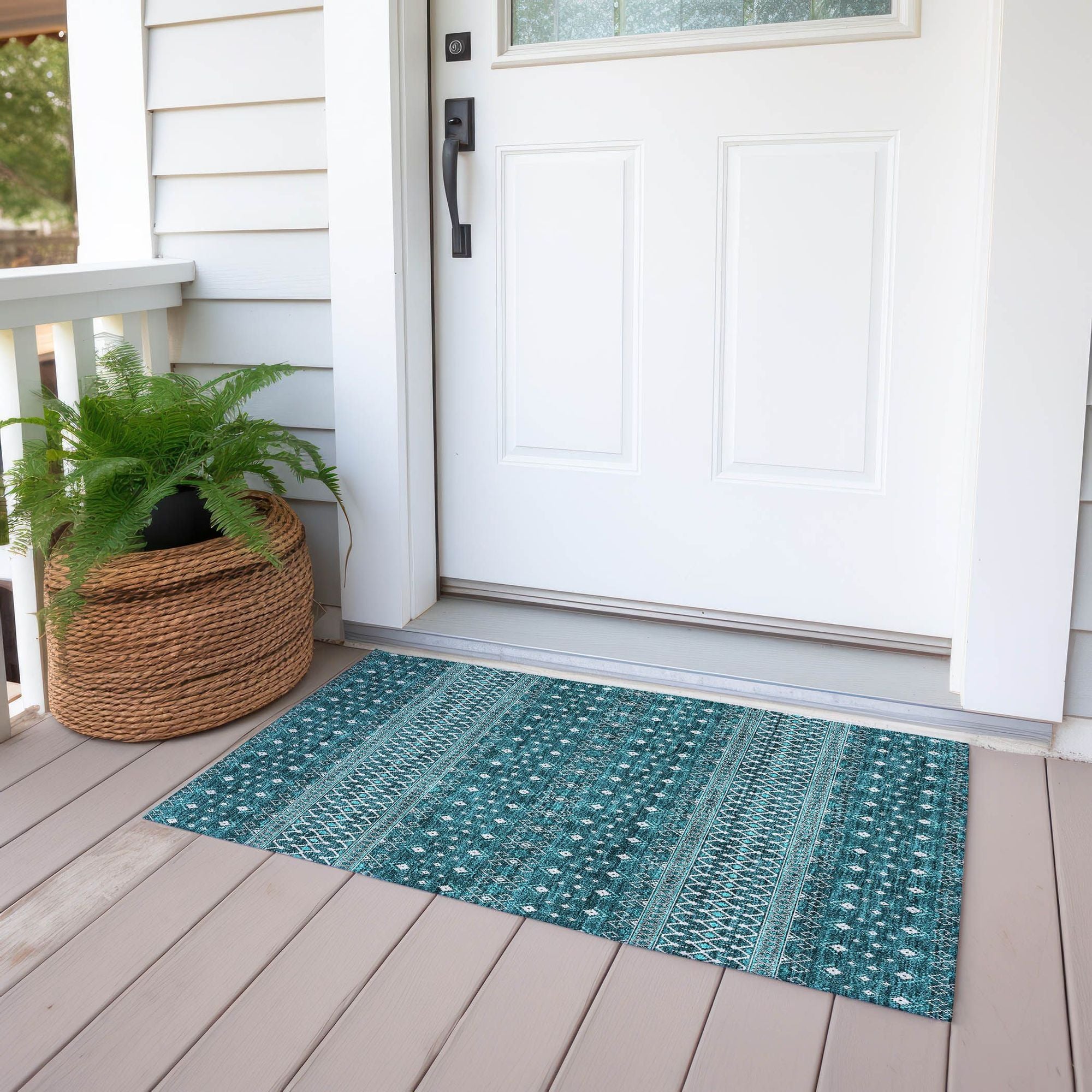 Machine Made ACN708 Teal  Rugs #color_teal 