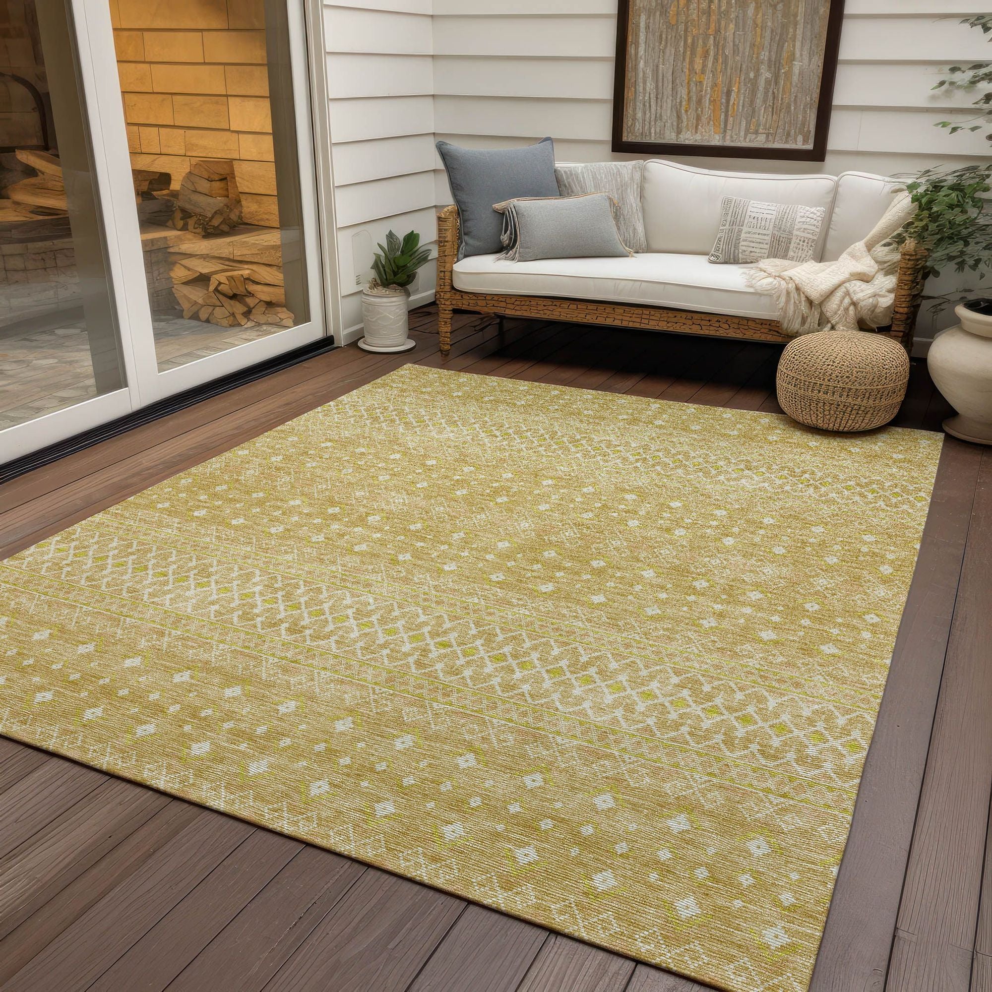 Machine Made ACN709 Gold  Rugs #color_gold 