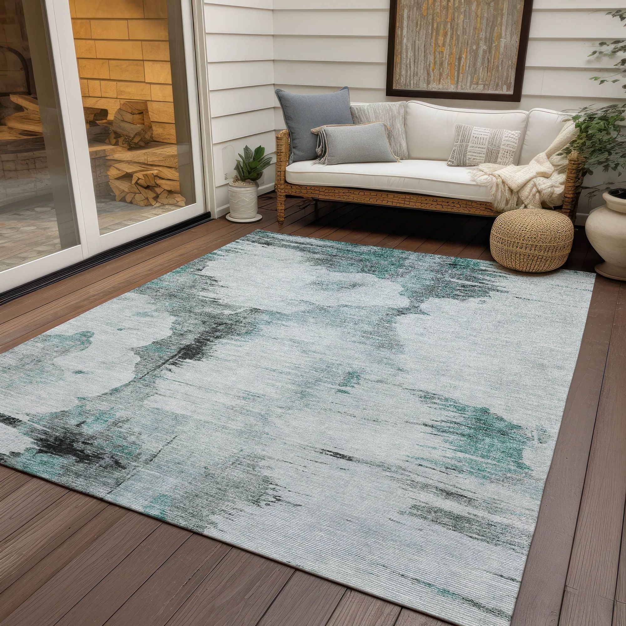 Machine Made ACN710 Teal  Rugs #color_teal 