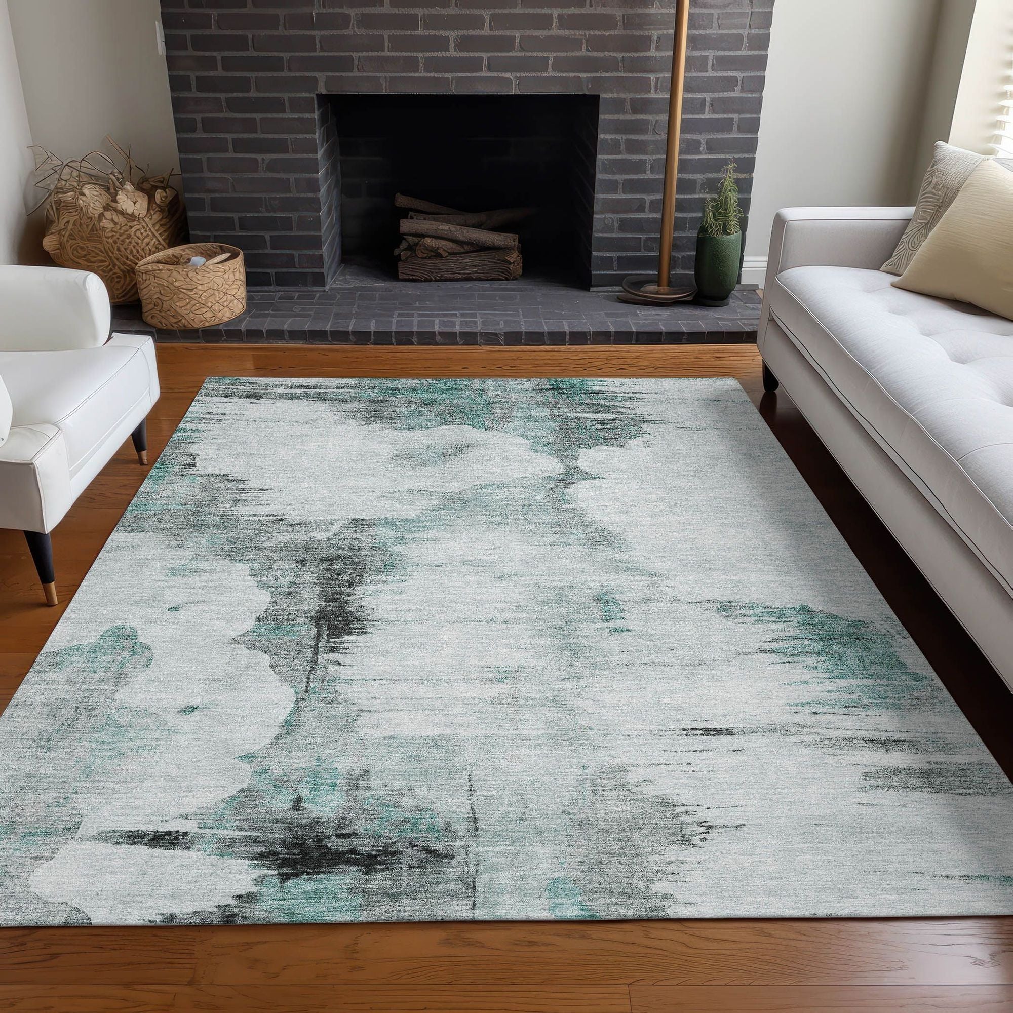 Machine Made ACN710 Teal  Rugs #color_teal 