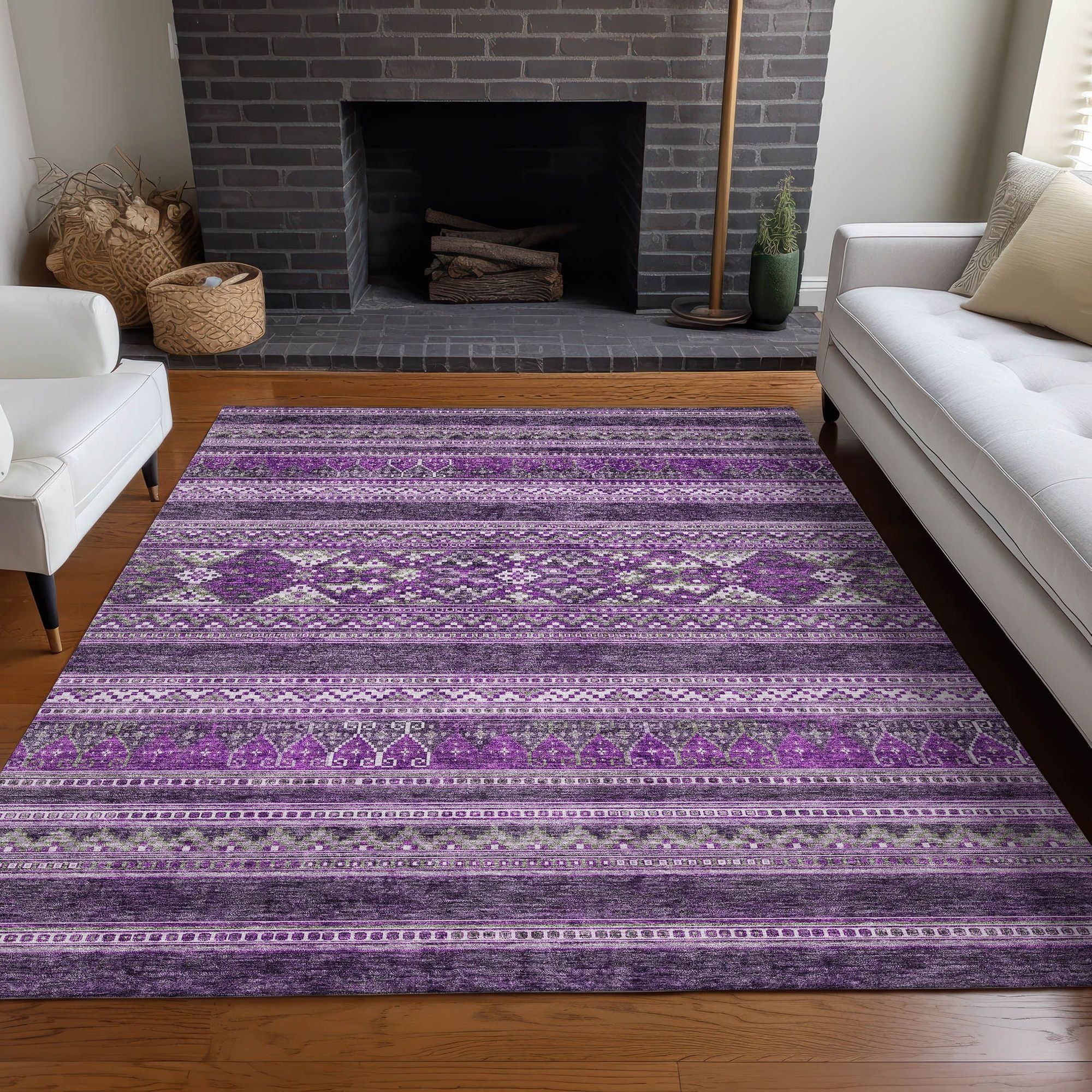 Machine Made ACN714 Purple  Rugs #color_purple 