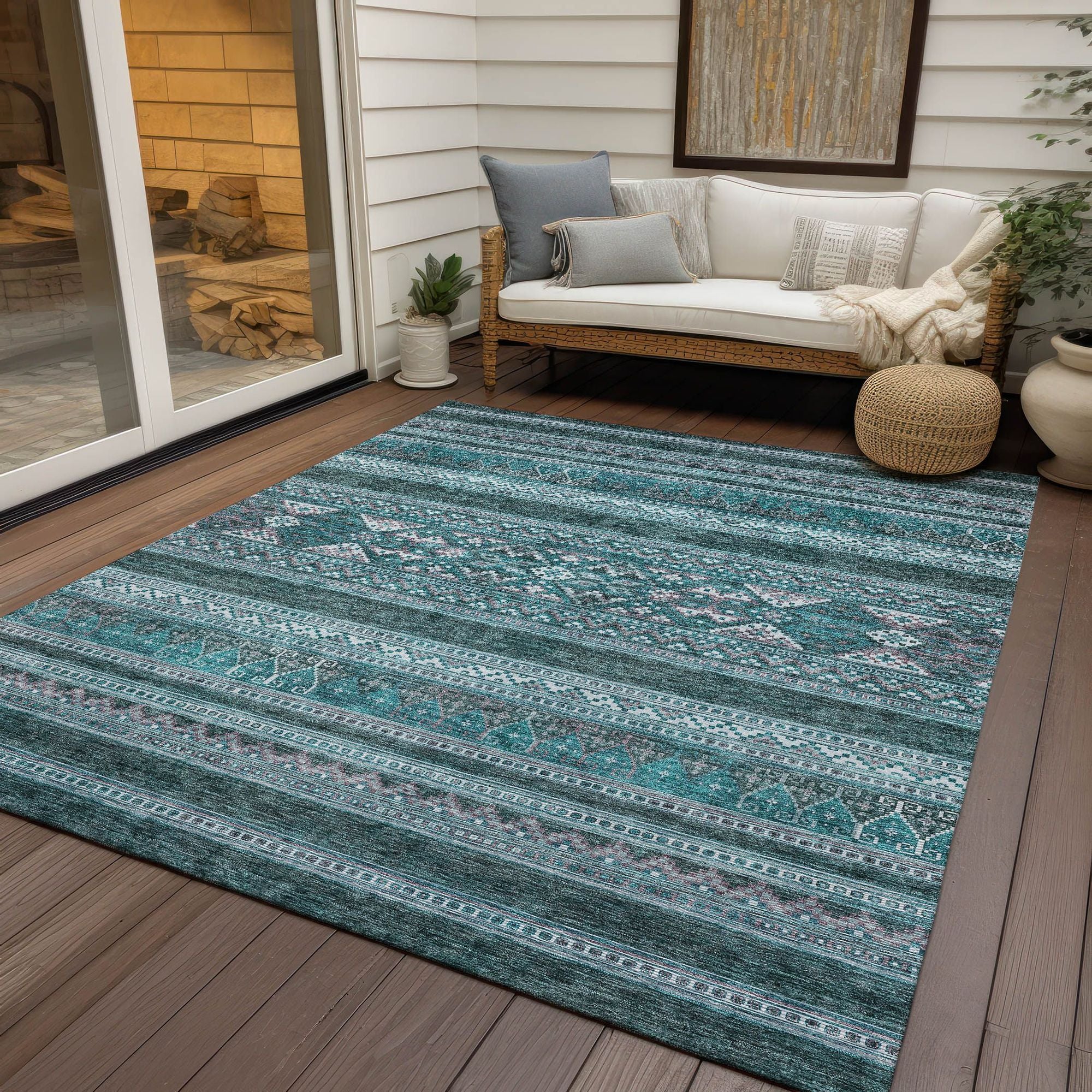 Machine Made ACN714 Teal  Rugs #color_teal 