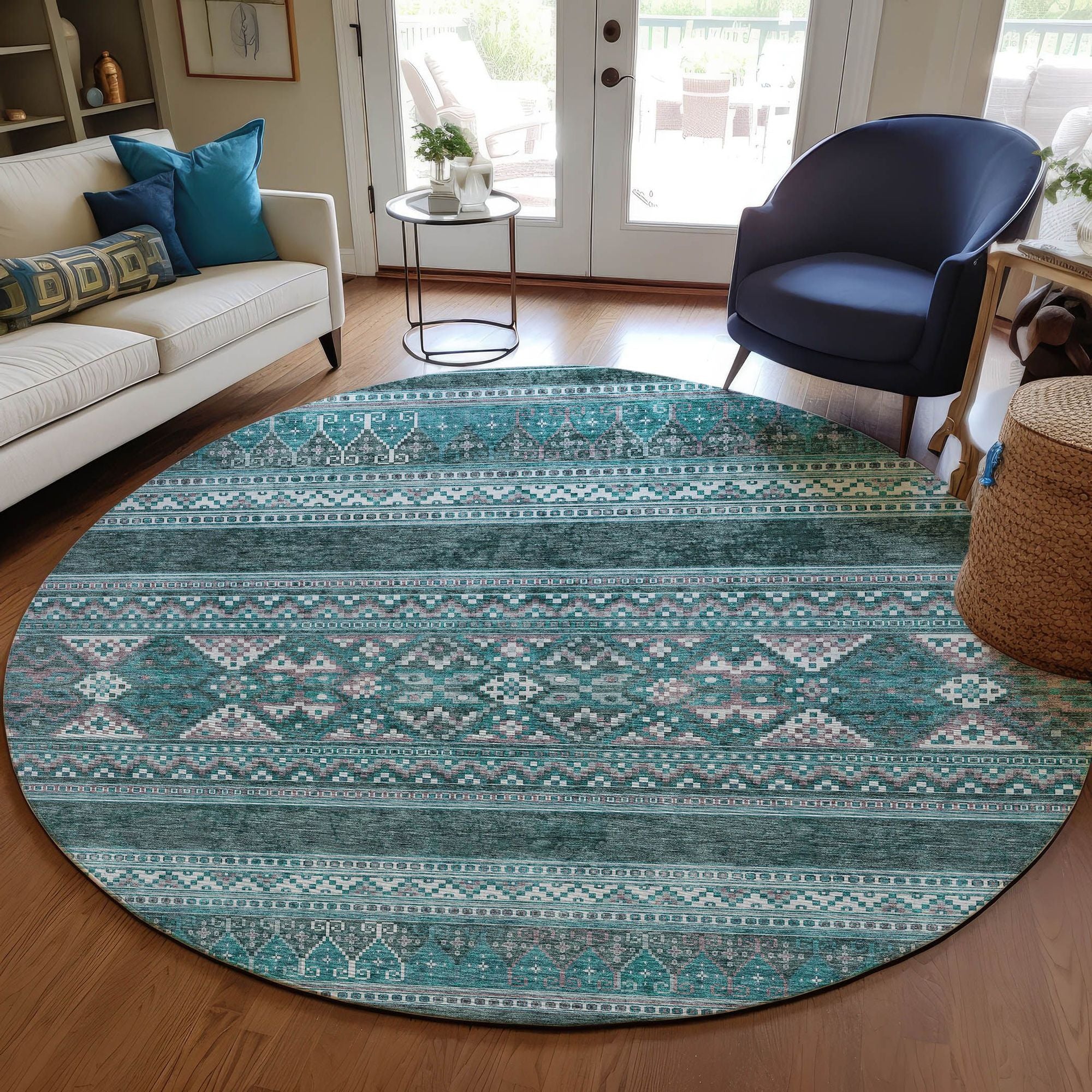 Machine Made ACN714 Teal  Rugs #color_teal 