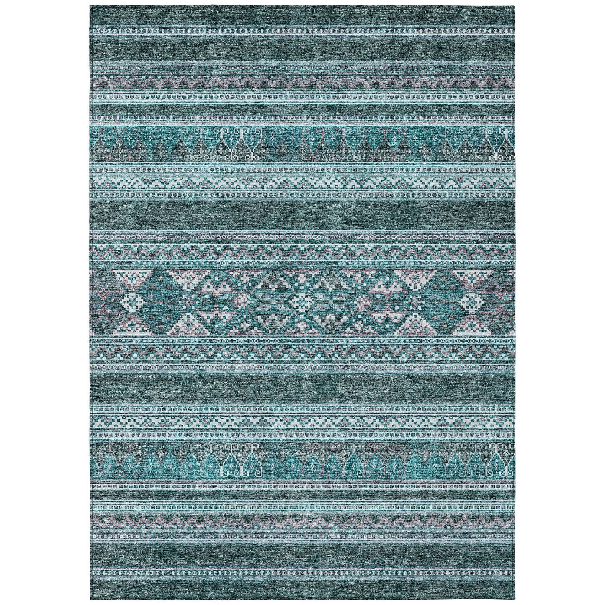 Machine Made ACN714 Teal  Rugs #color_teal 