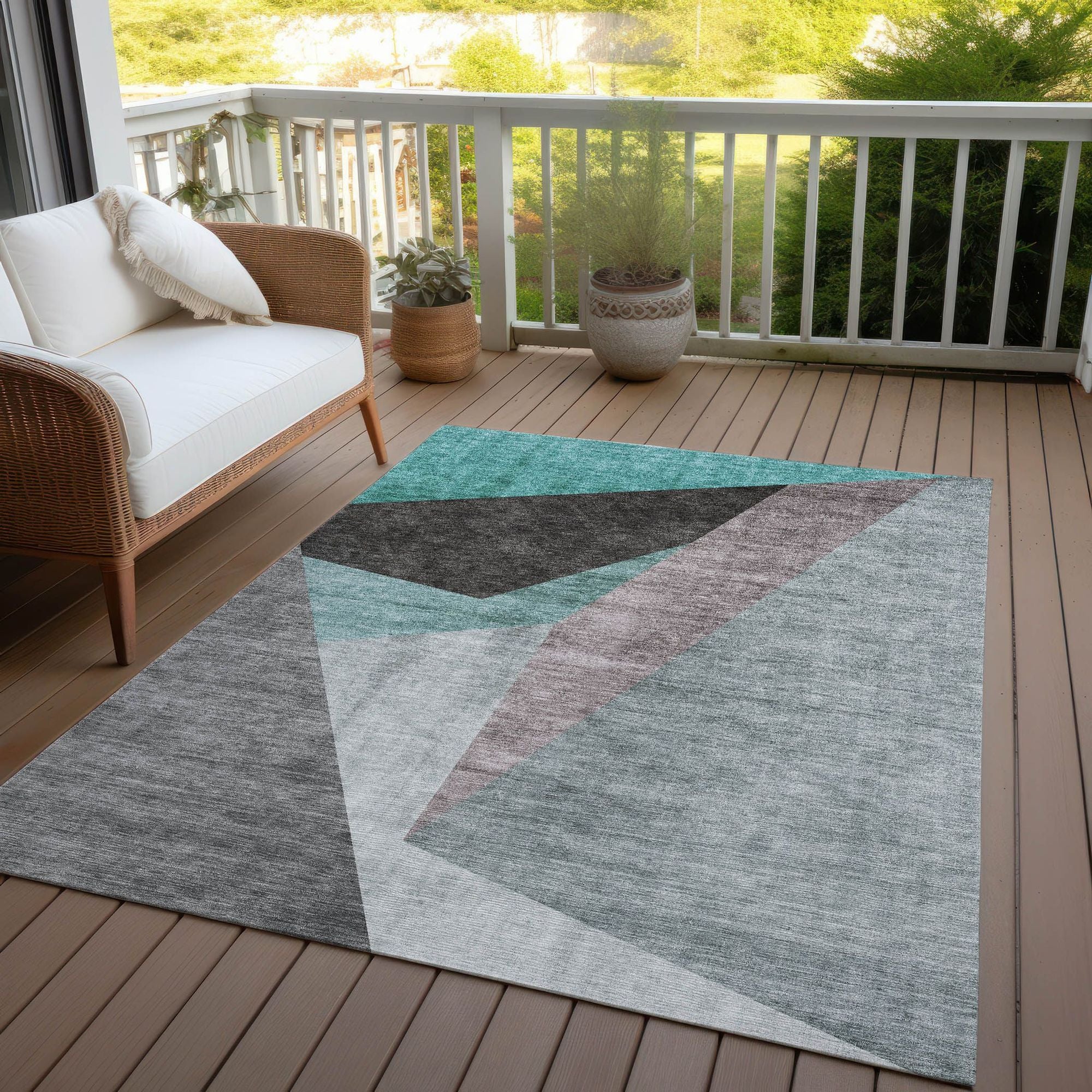 Machine Made ACN716 Teal  Rugs #color_teal 