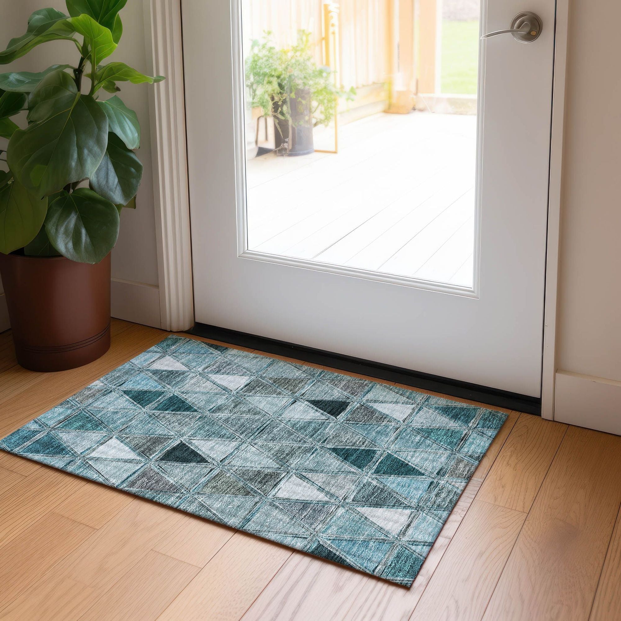 Machine Made ACN722 Teal  Rugs #color_teal 