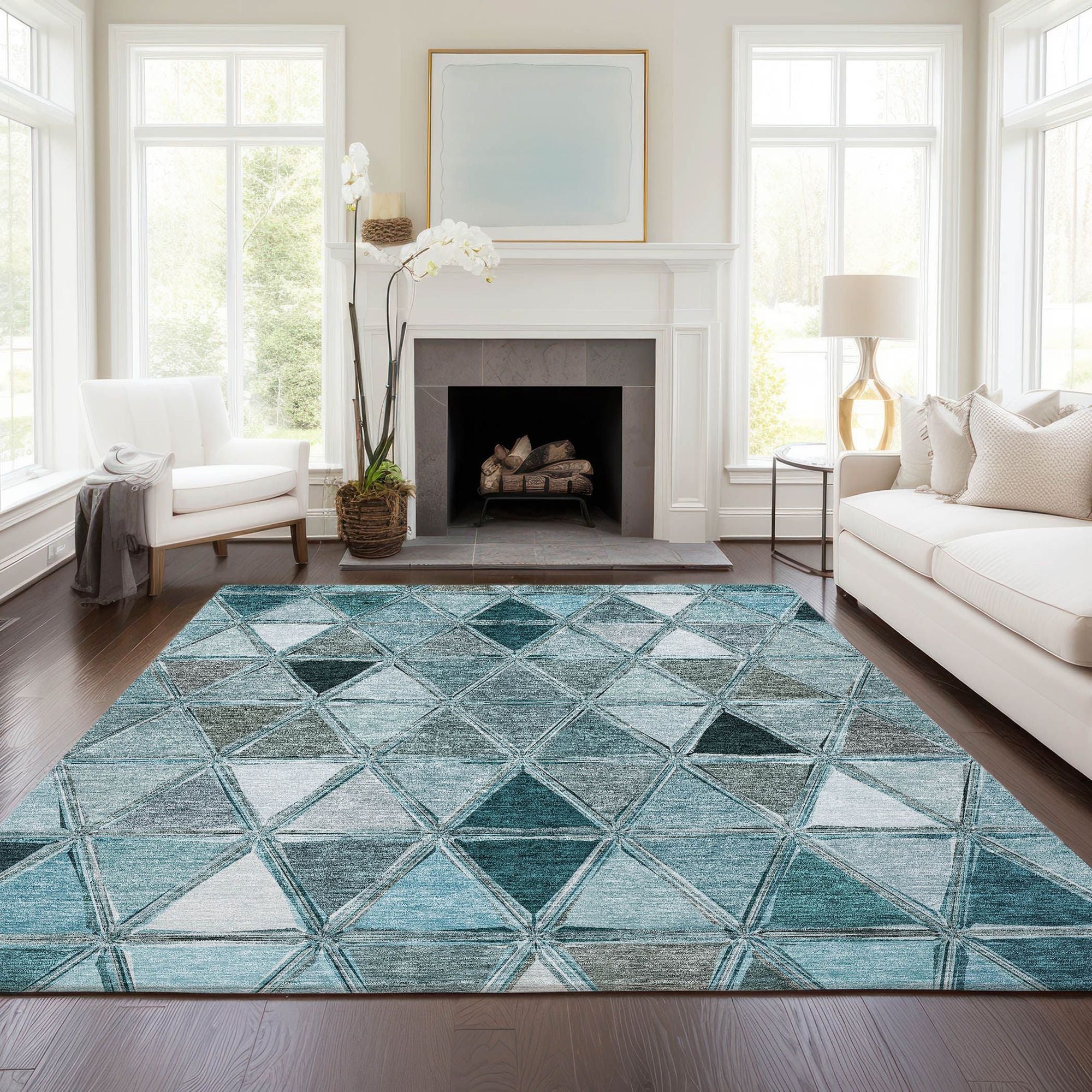 Machine Made ACN722 Teal  Rugs #color_teal 