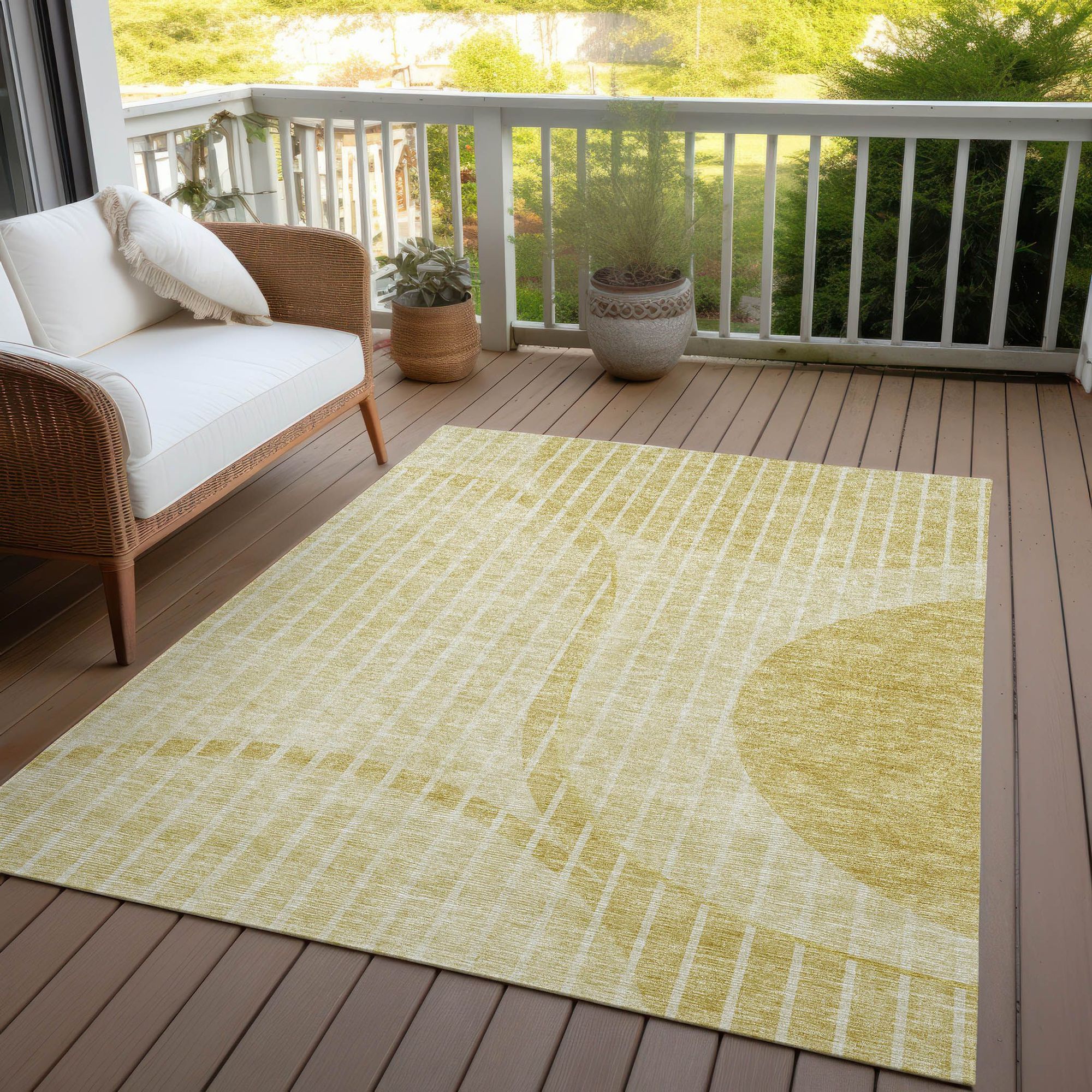 Machine Made ACN723 Gold  Rugs #color_gold 