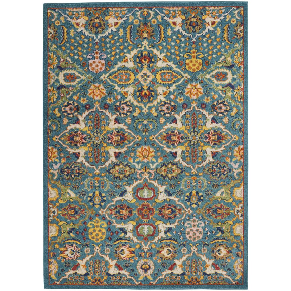 Allur ALR03 Turquoise Ivory Rug #color_turquoise ivory