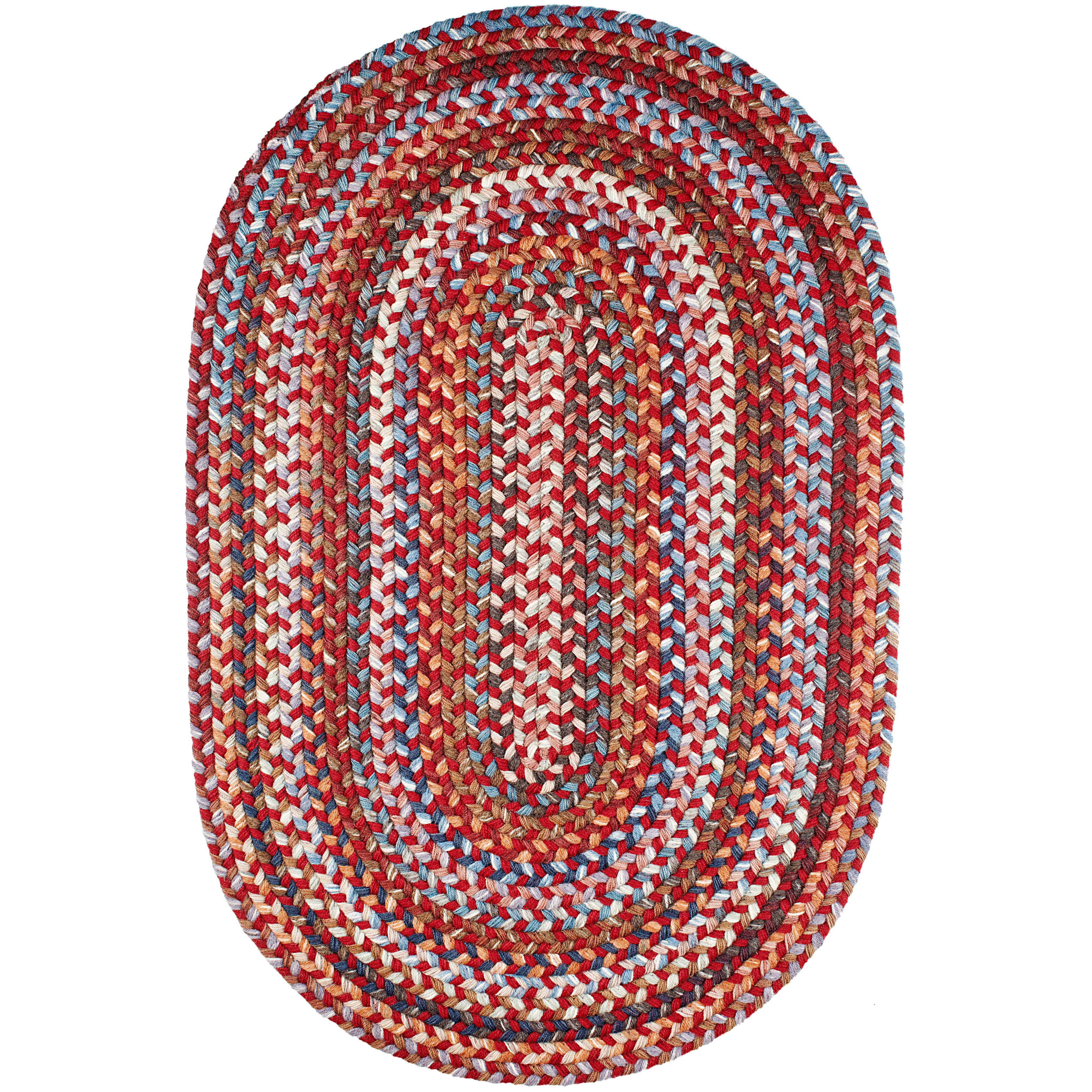 Red Braided Wool Rug - Soft Reversible Area Rug - Made in USA