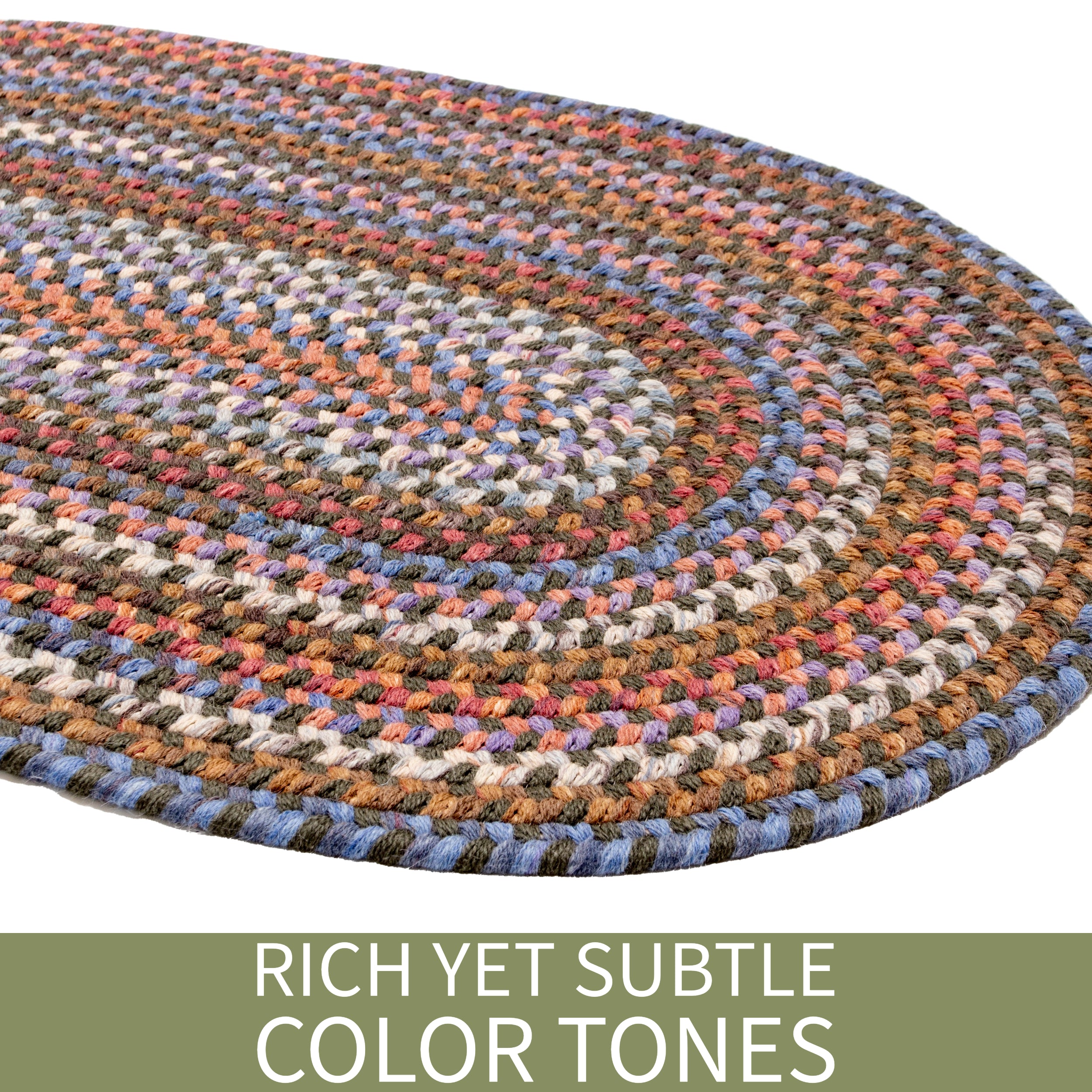 Green Braided Wool Rug - Premium Quality - Handmade in USA