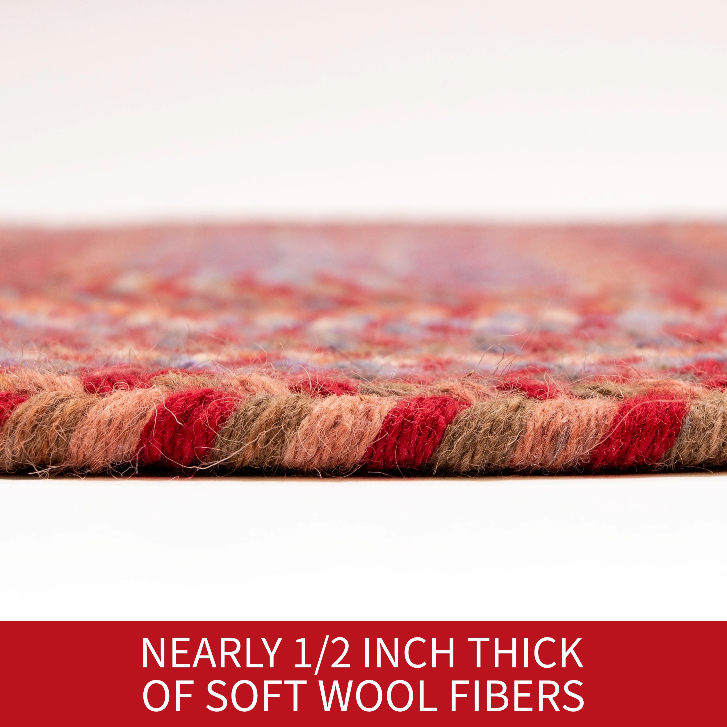 Red Braided Wool Rug - Premium Quality - Handmade in USA