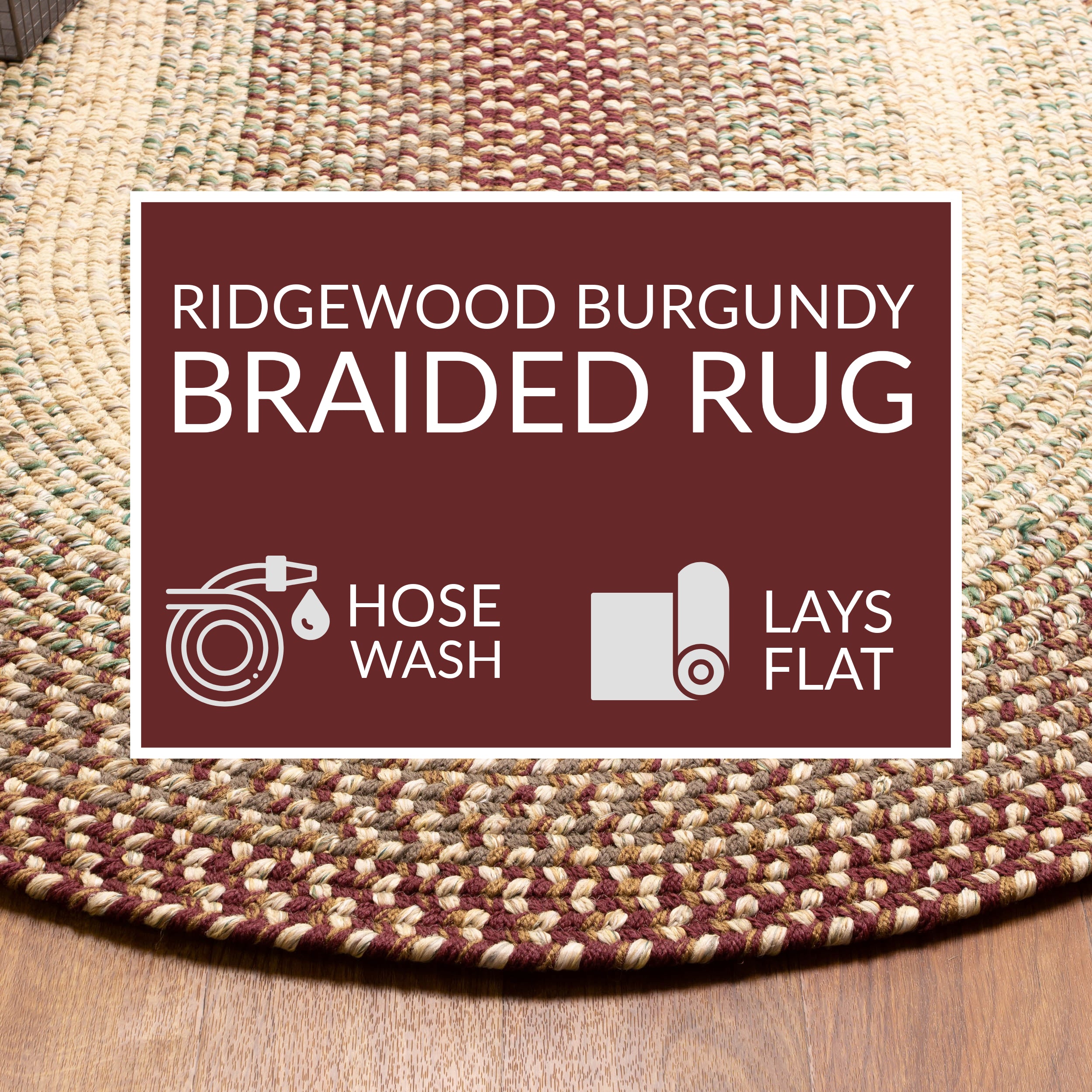 Ridgewood Indoor Outdoor Braided Rug #color_Burgundy