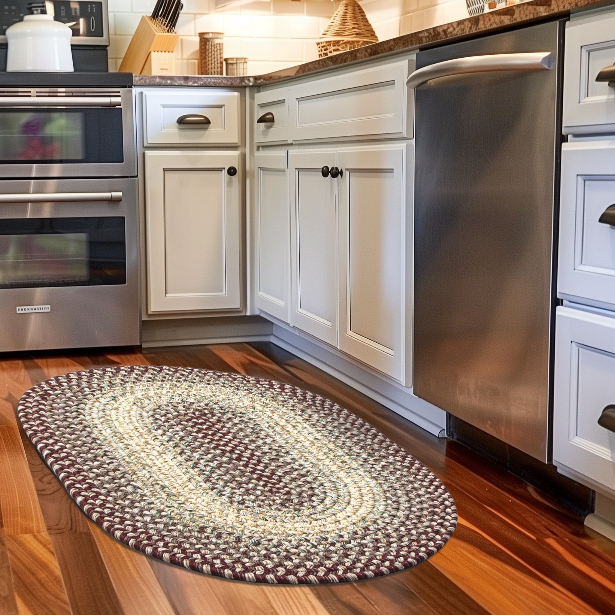 Ridgewood Indoor Outdoor Braided Rug #color_Burgundy