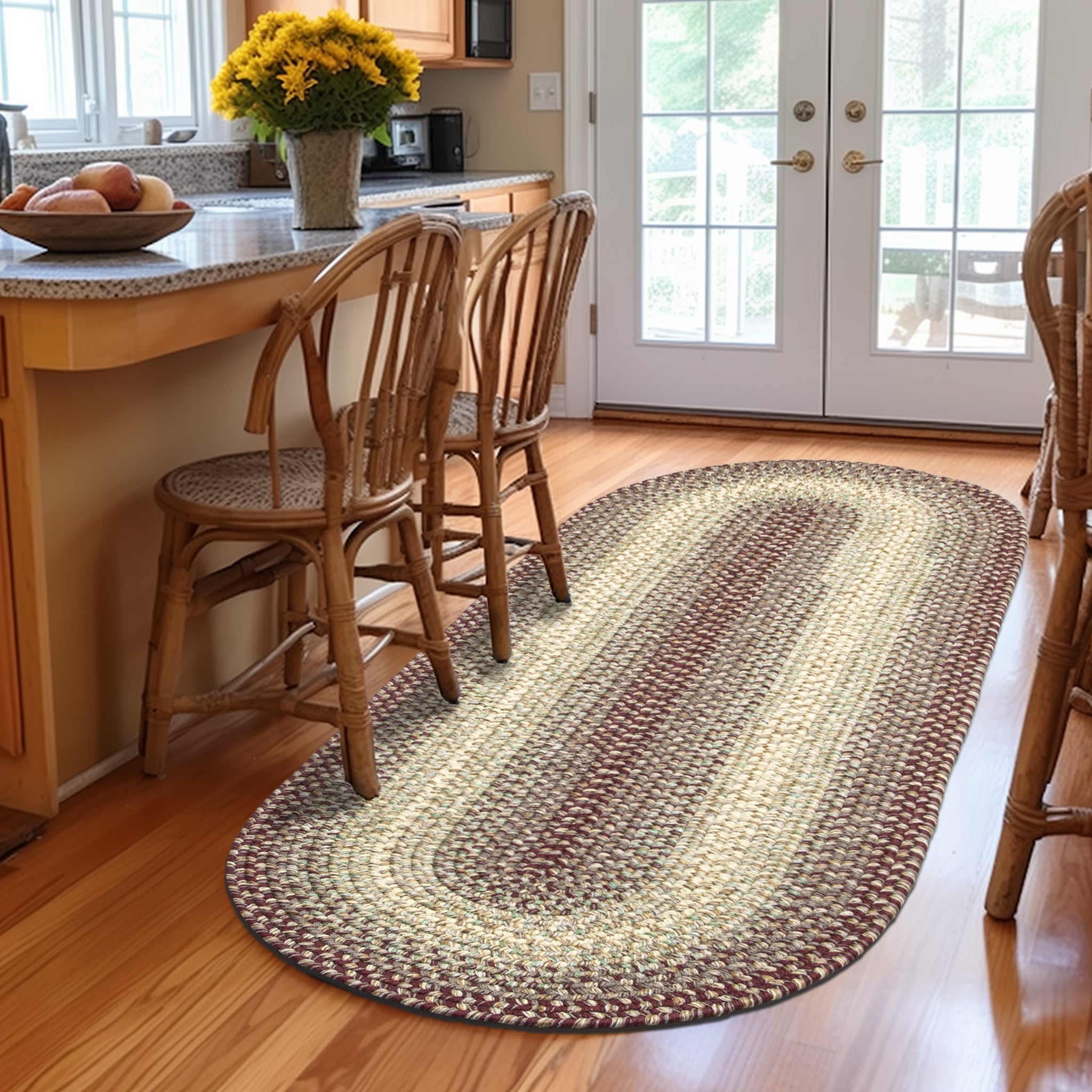 Ridgewood Indoor Outdoor Braided Rug #color_Burgundy