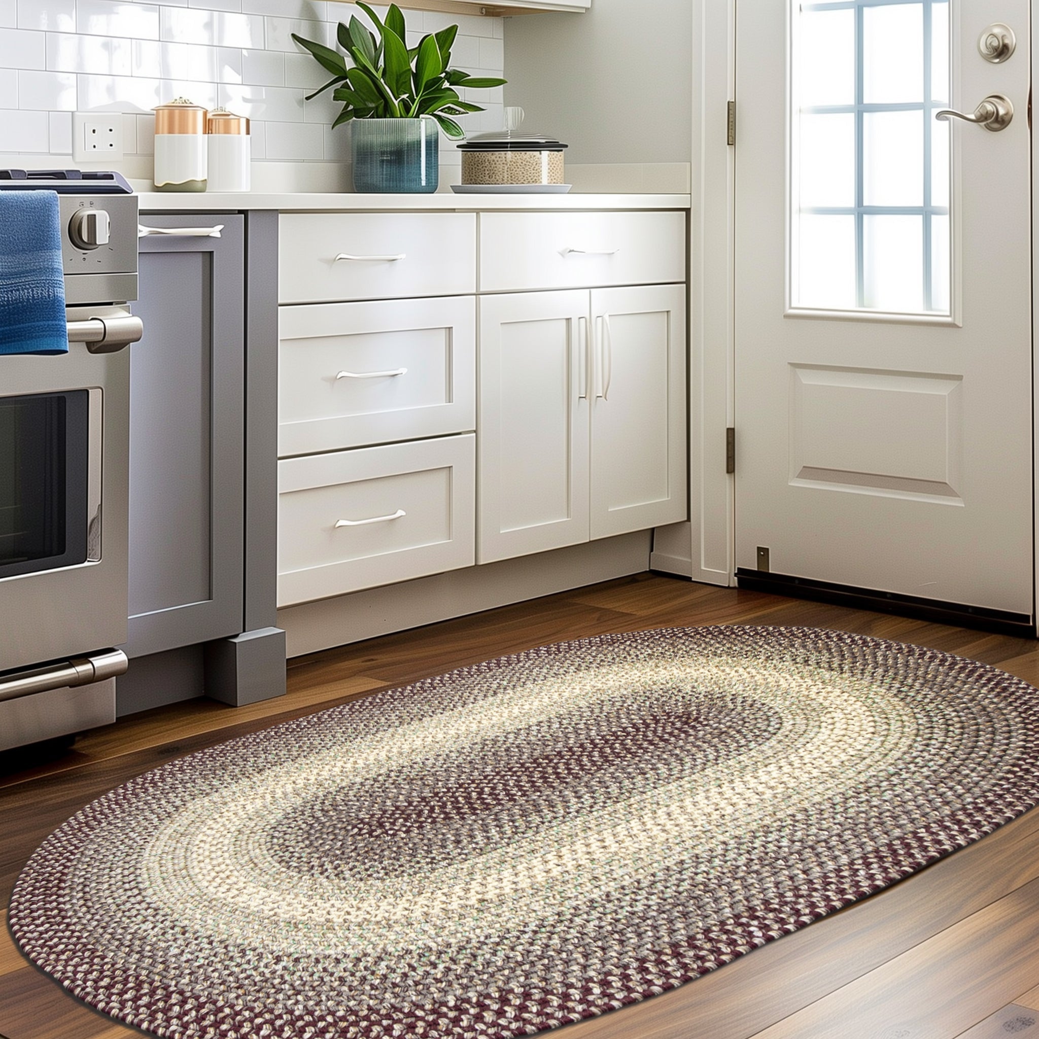 Ridgewood Indoor Outdoor Braided Rug #color_Burgundy