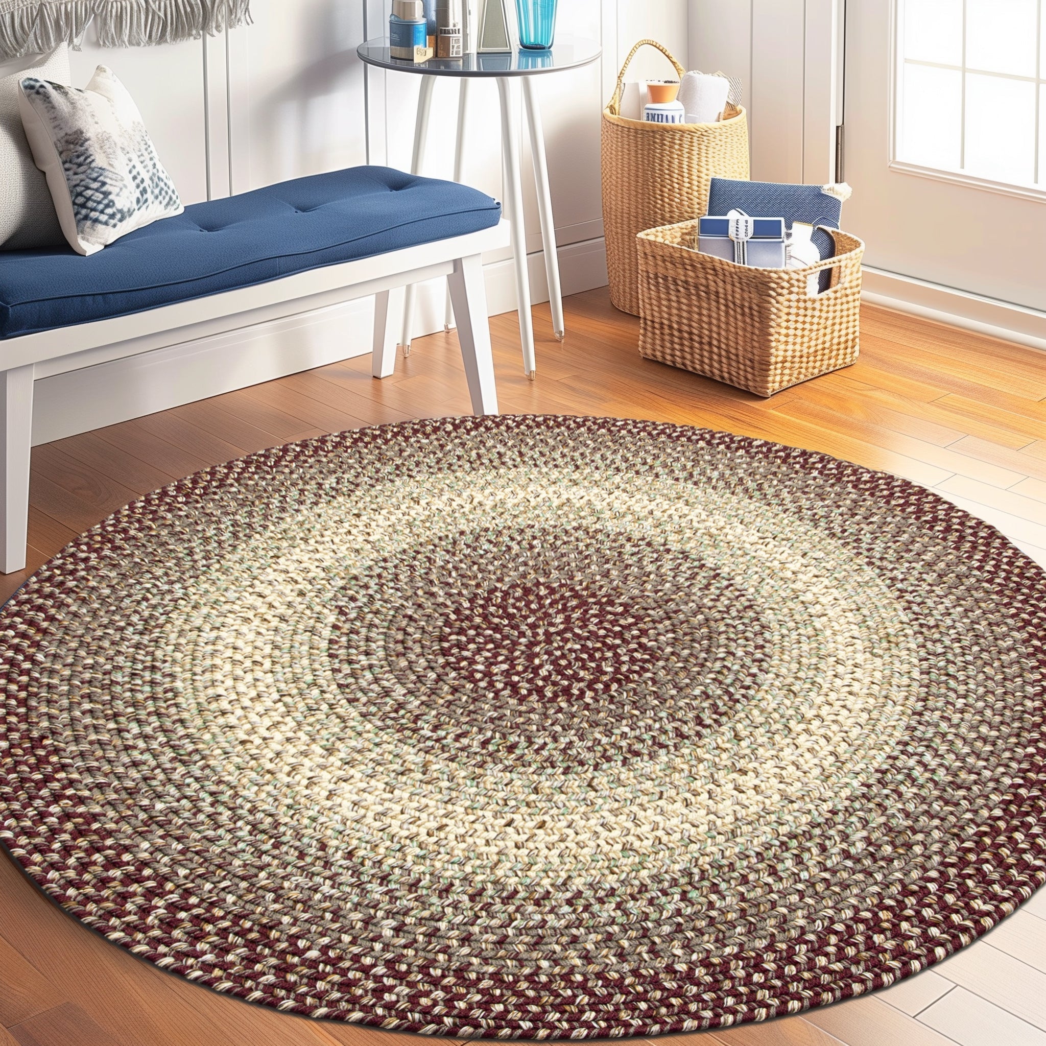 Ridgewood Indoor Outdoor Braided Rug #color_Burgundy