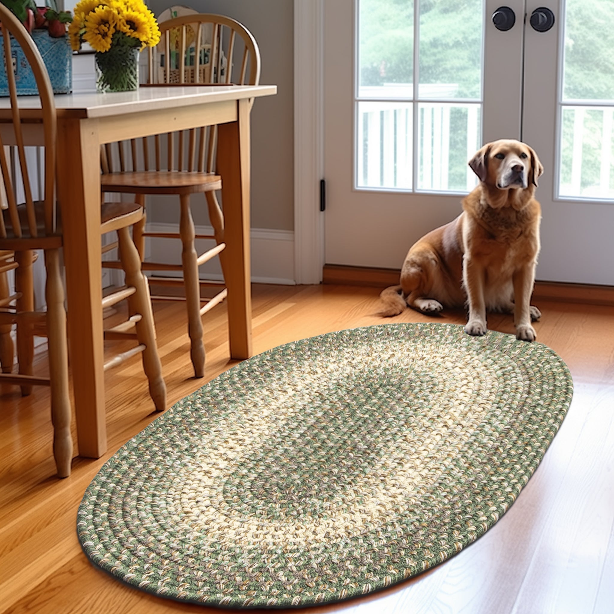 Ridgewood Indoor Outdoor Braided Rug #color_Forest Green