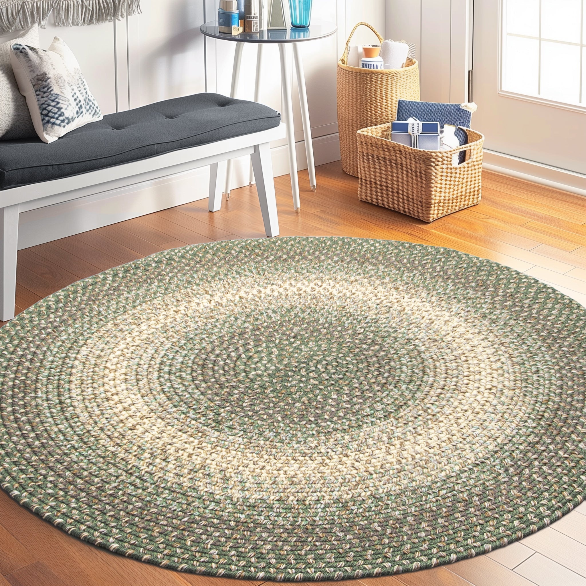 Ridgewood Indoor Outdoor Braided Rug #color_Forest Green