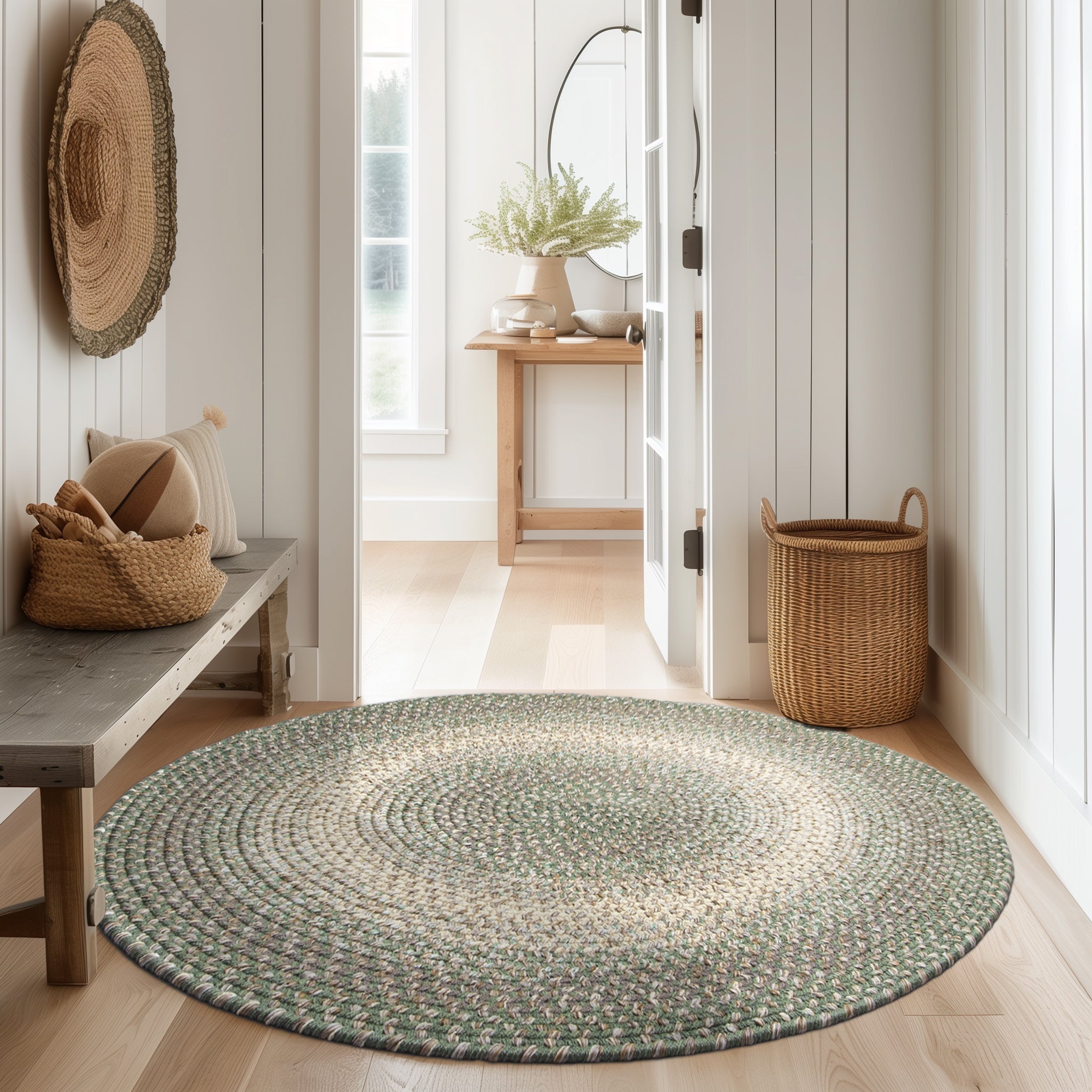 Ridgewood Indoor Outdoor Braided Rug #color_Forest Green