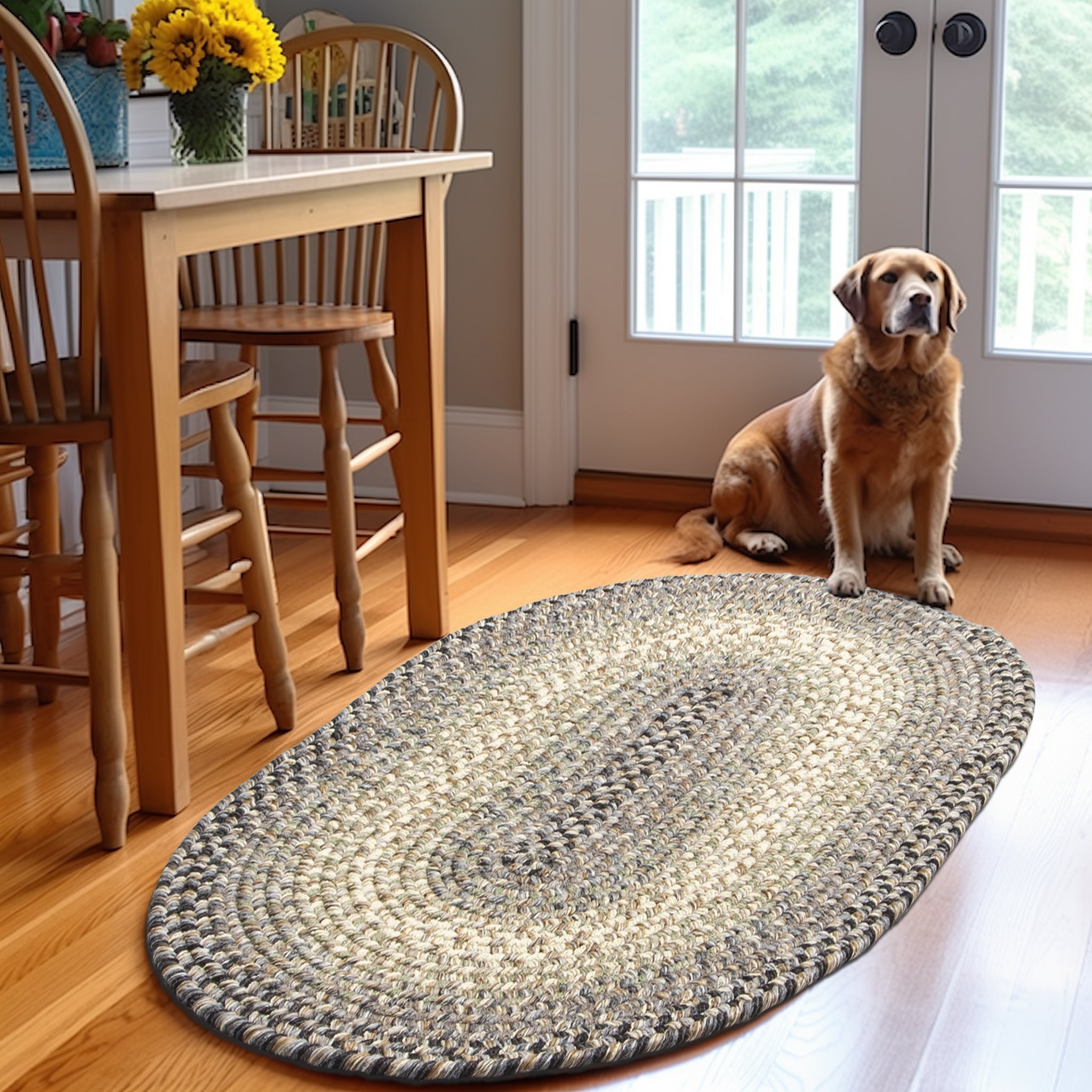 Ridgewood Indoor Outdoor Braided Rug #color_Gray