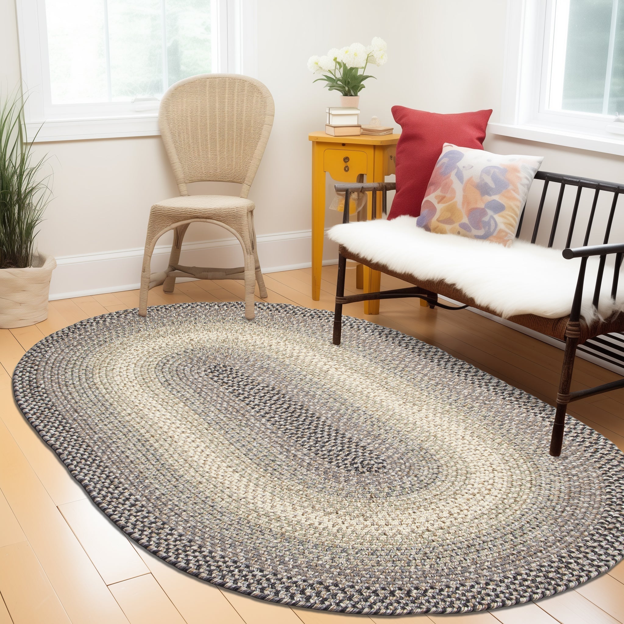 Ridgewood Indoor Outdoor Braided Rug #color_Gray