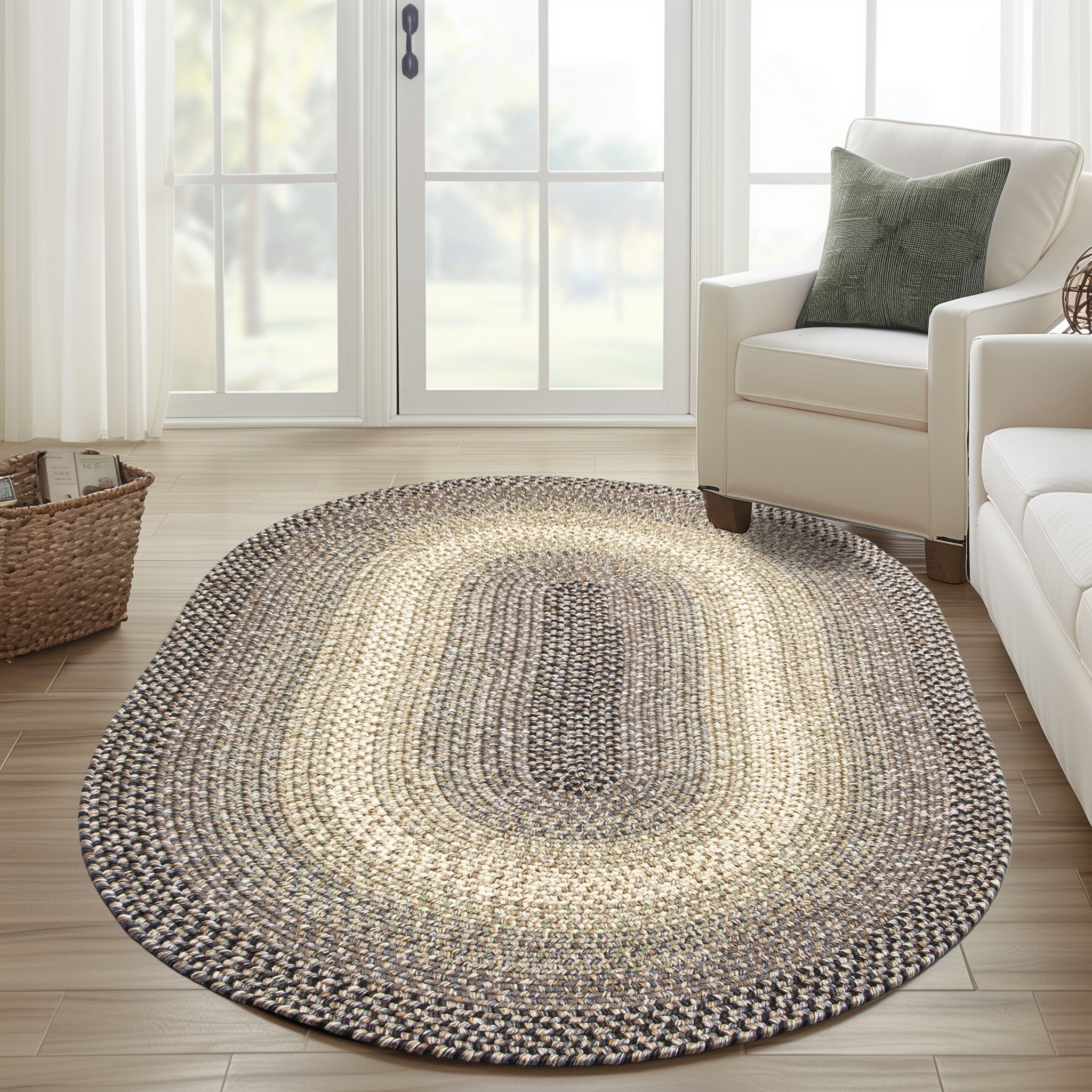 Ridgewood Indoor Outdoor Braided Rug #color_Gray