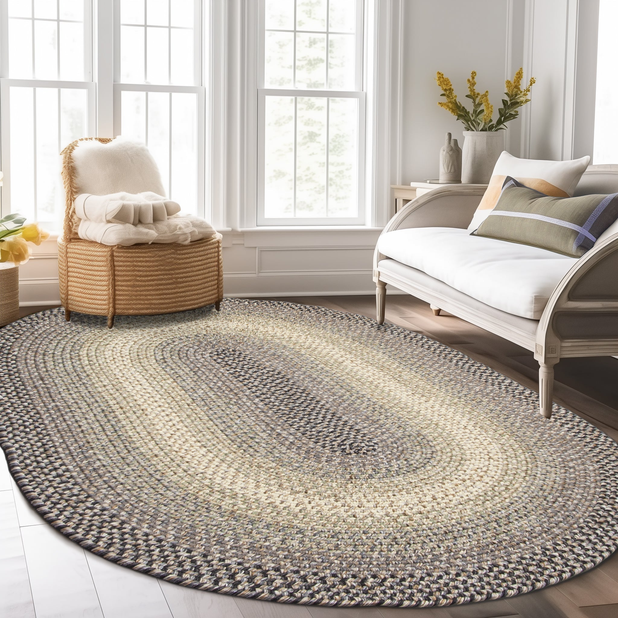 Ridgewood Indoor Outdoor Braided Rug #color_Gray