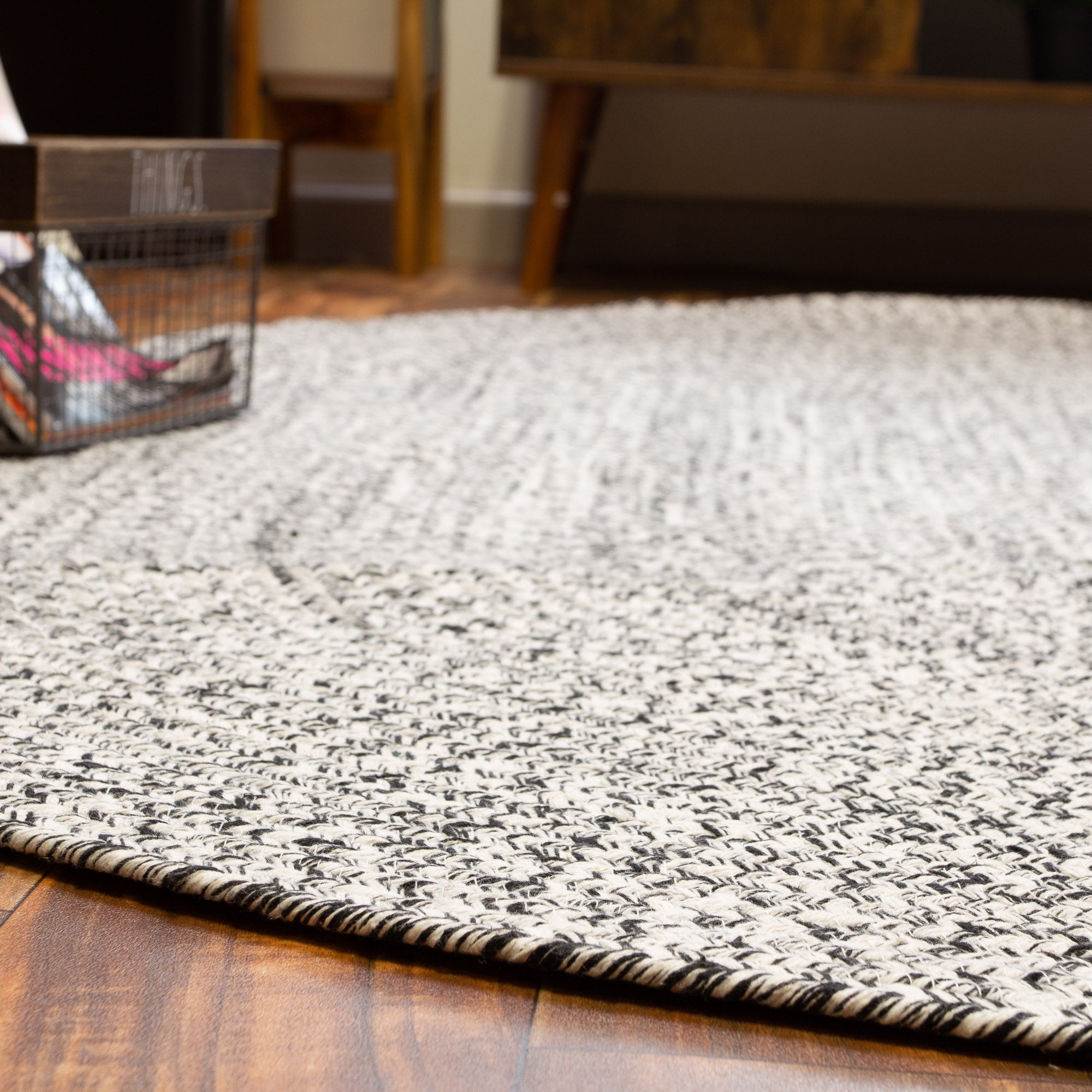 Black & White Braided Farmhouse Hand Spun Cotton Rug