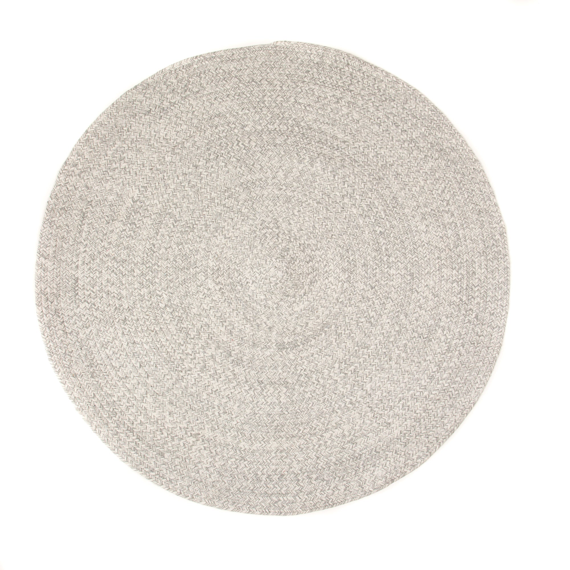 Light Gray & White Braided Rug Farmhouse Clearance #shape_Round