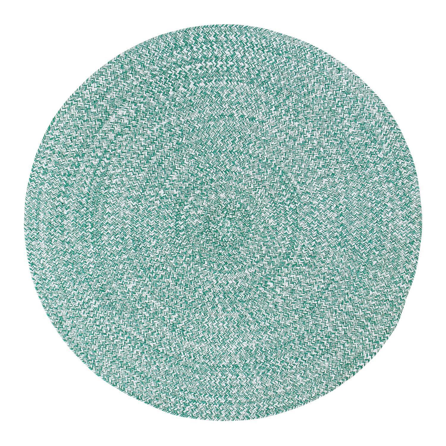 Green & White Braided Rug Farmhouse Clearance #shape_Round