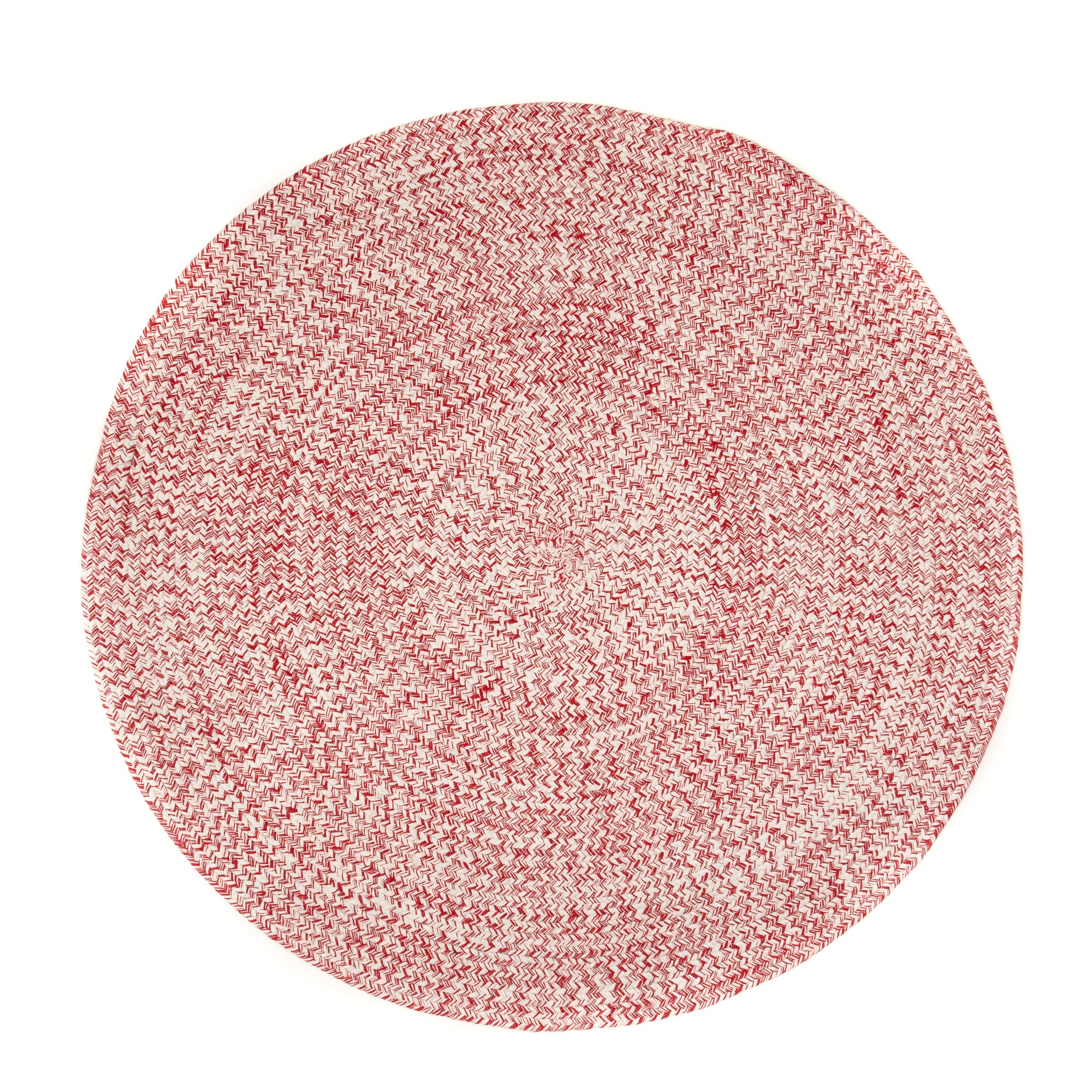 Red & White Braided Rug Farmhouse Clearance #shape_Round