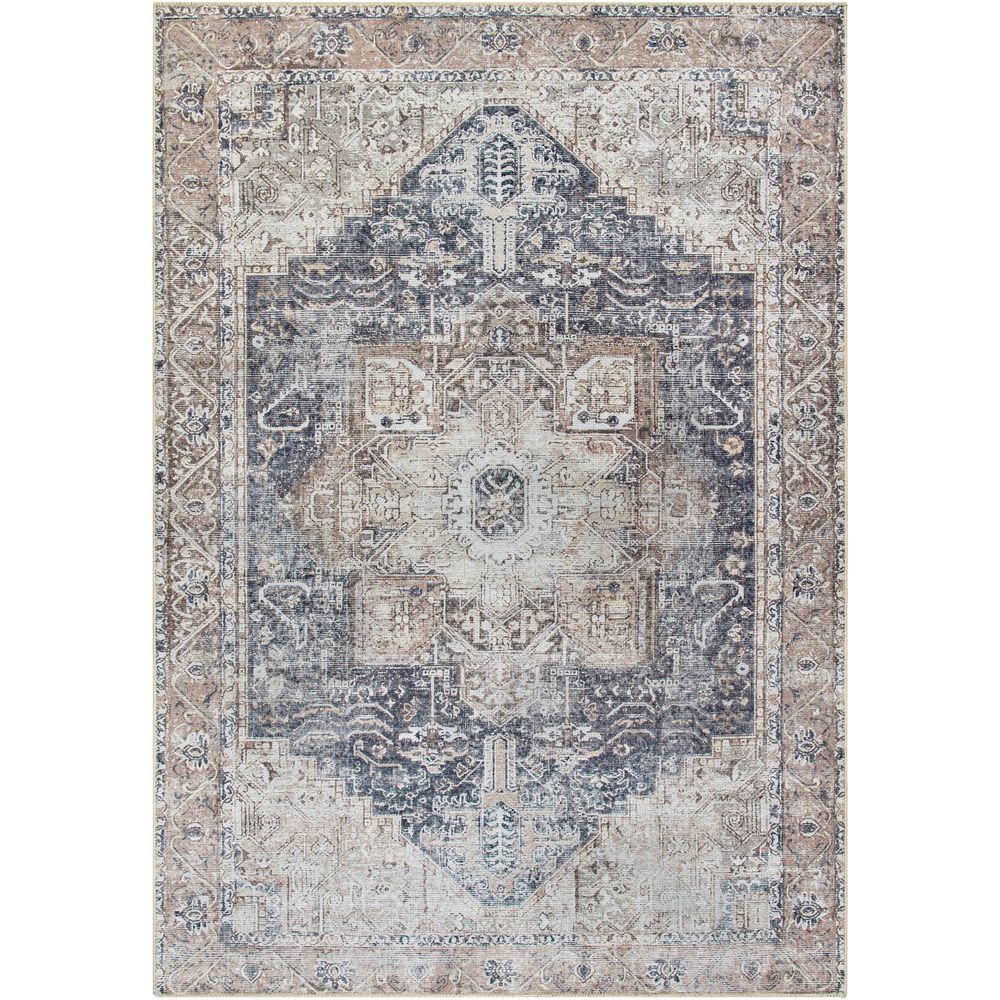 Machine Woven AML-2360 Ink Blue, Medium Brown Rugs #color_ink blue, medium brown