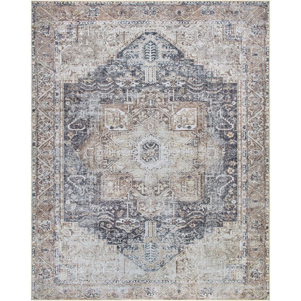 Machine Woven AML-2360 Ink Blue, Medium Brown Rugs #color_ink blue, medium brown