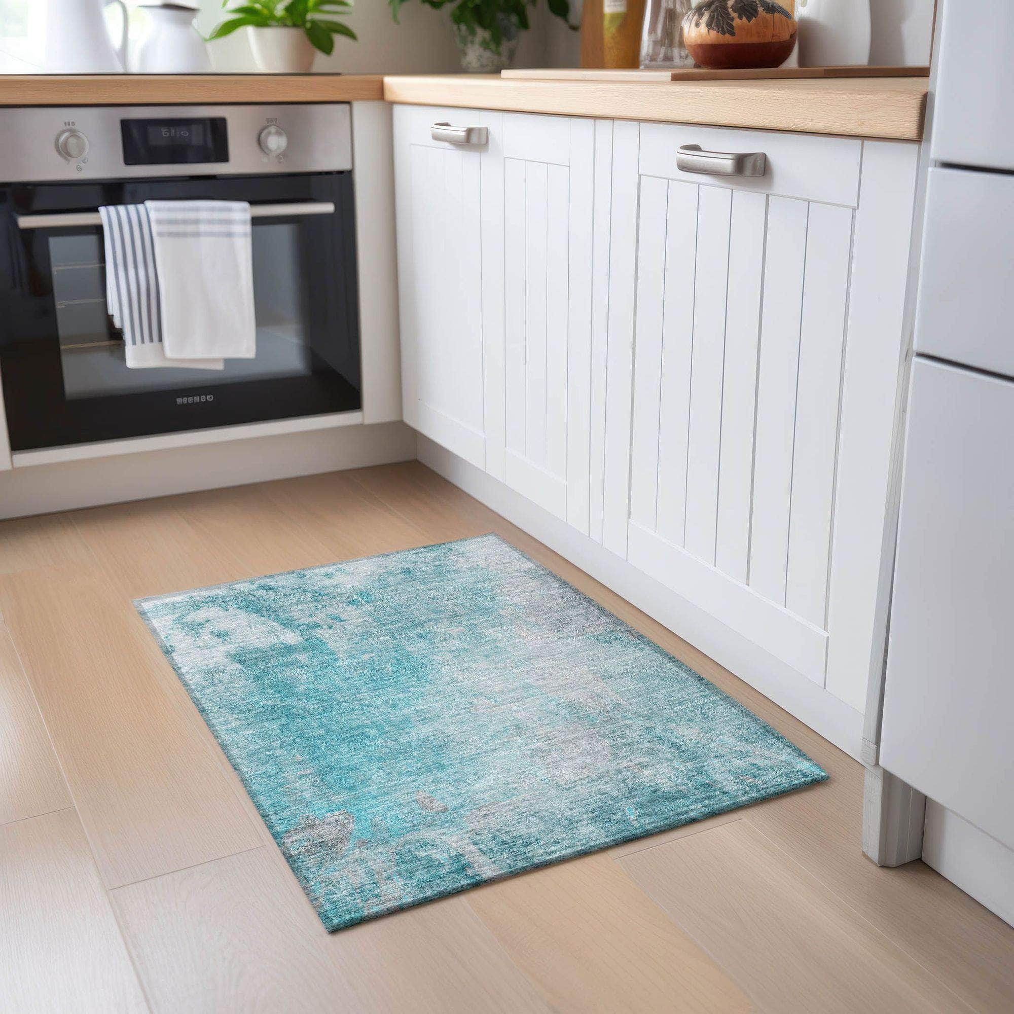 Machine Made ACN562 Teal  Rugs #color_teal 