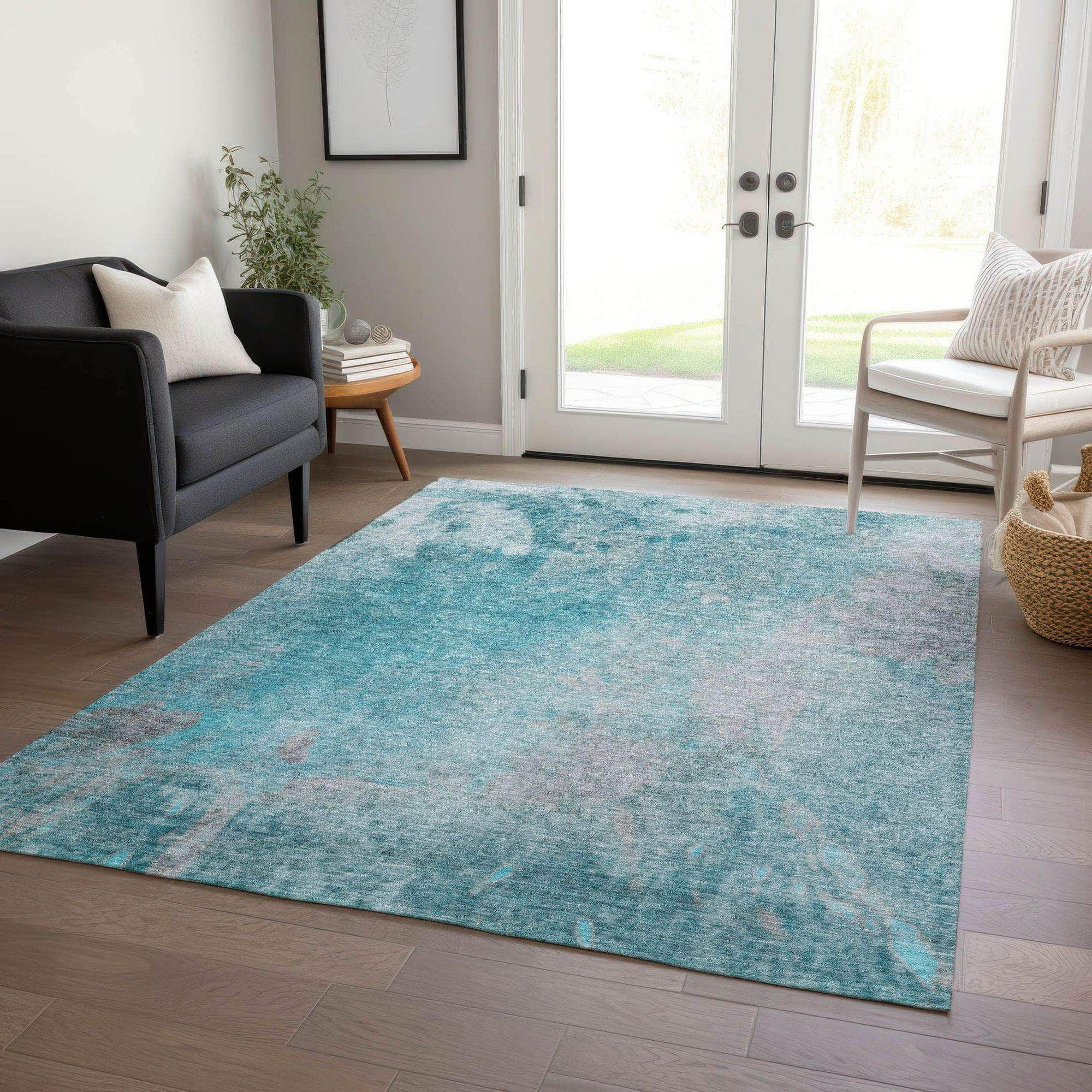 Machine Made ACN562 Teal  Rugs #color_teal 