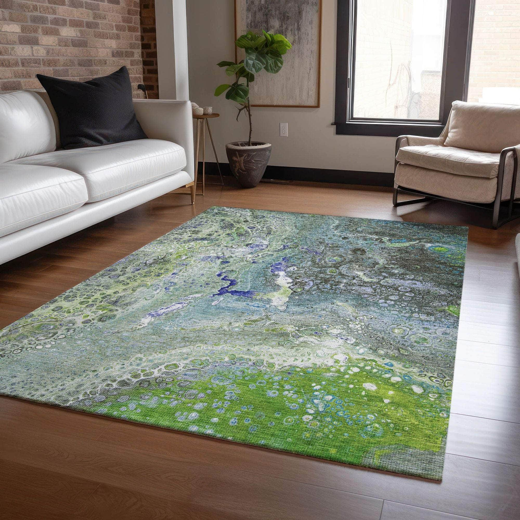 Machine Made ACN588 Green  Rugs #color_green 