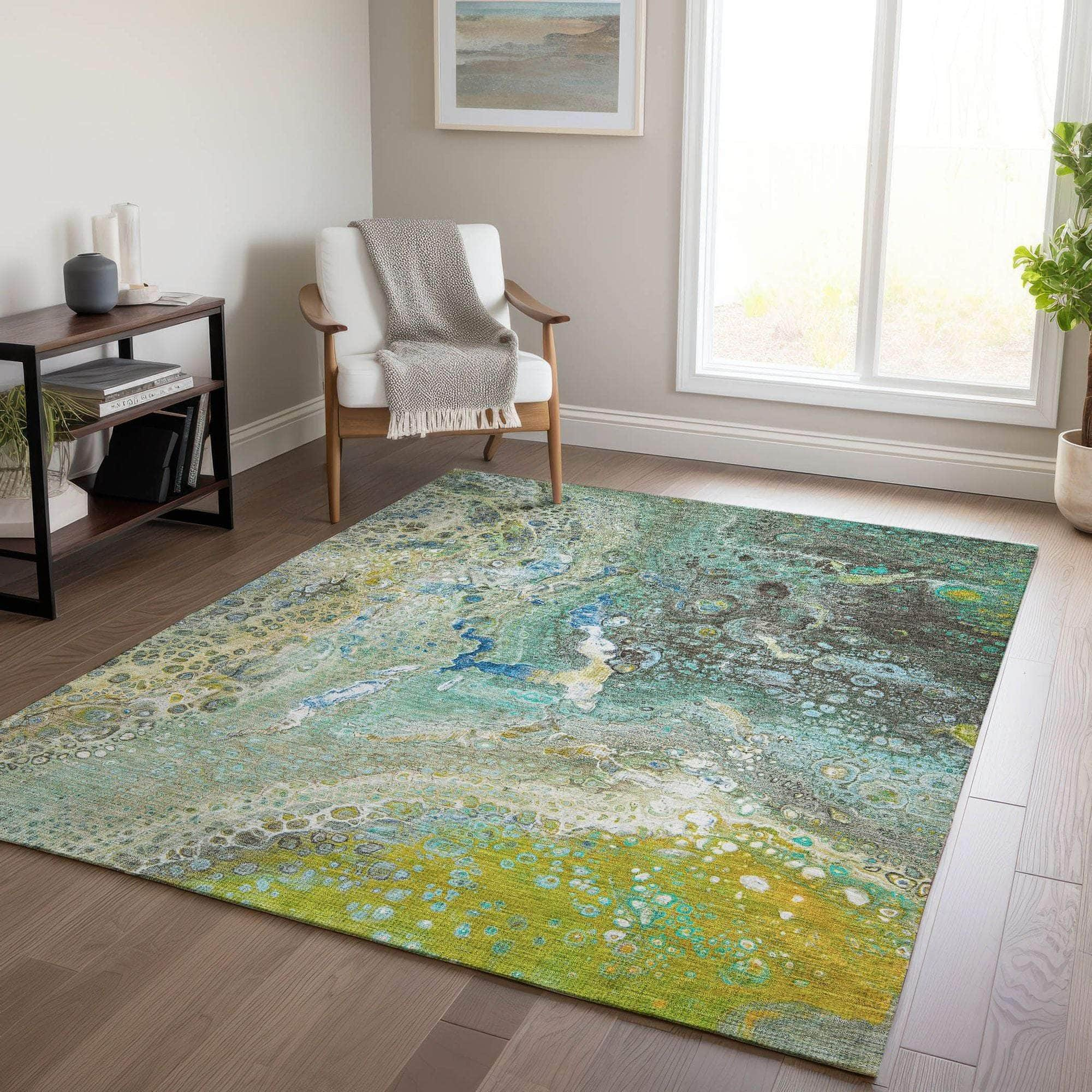 Machine Made ACN588 Teal  Rugs #color_teal 