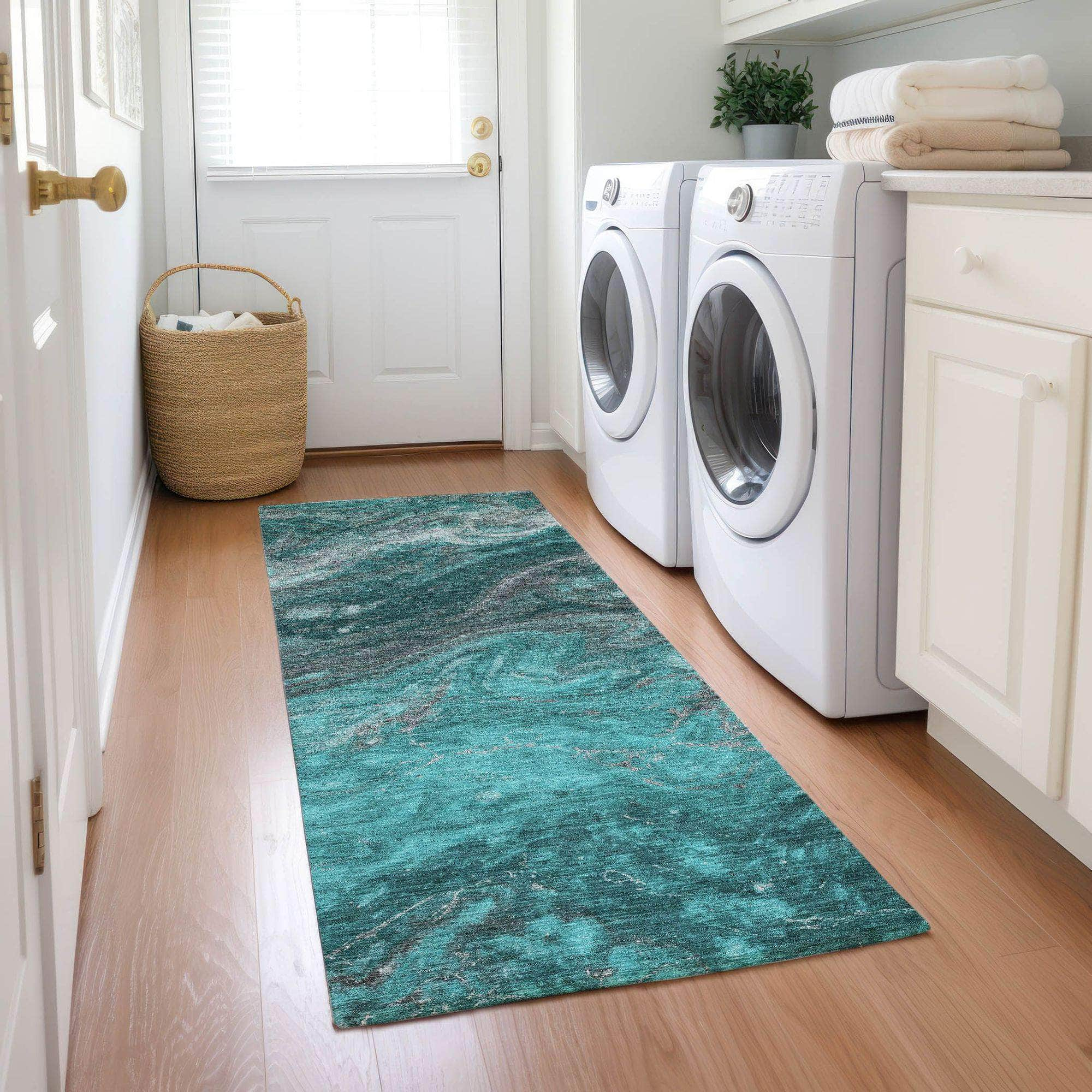 Machine Made ACN599 Teal  Rugs #color_teal 