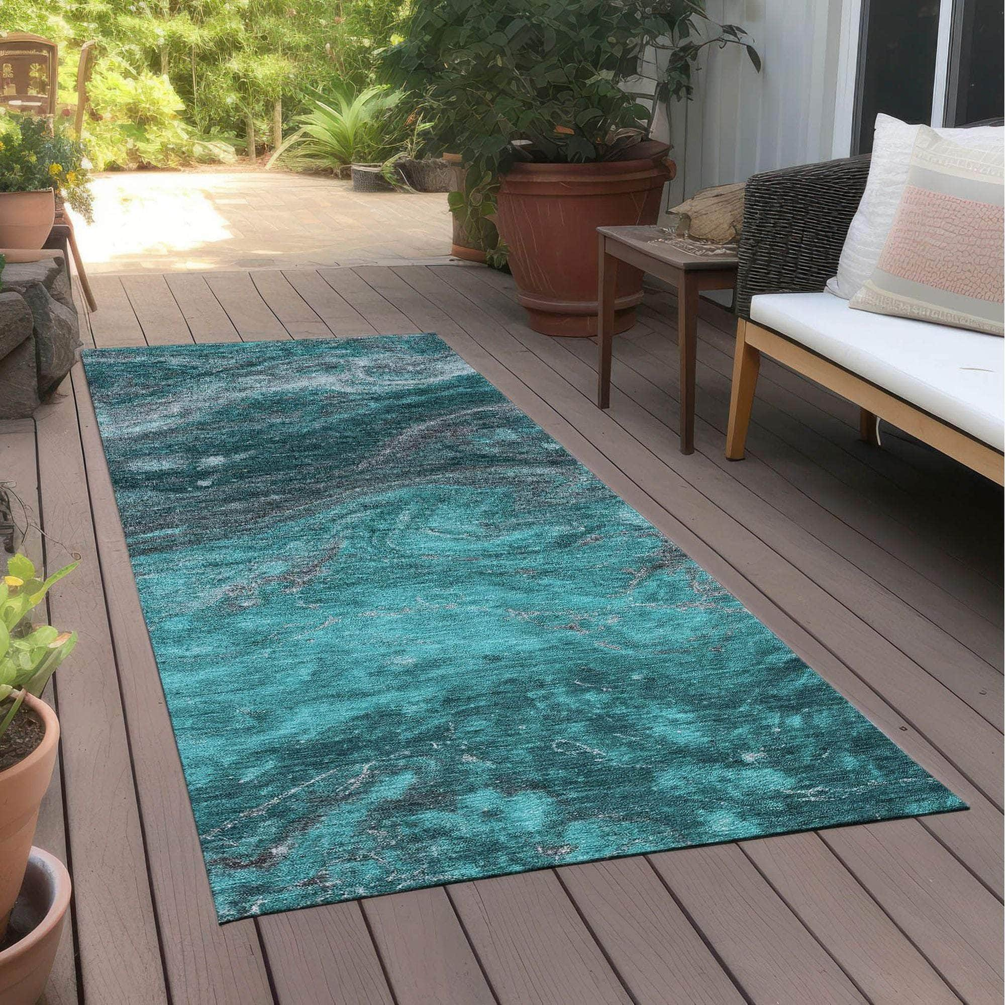 Machine Made ACN599 Teal  Rugs #color_teal 