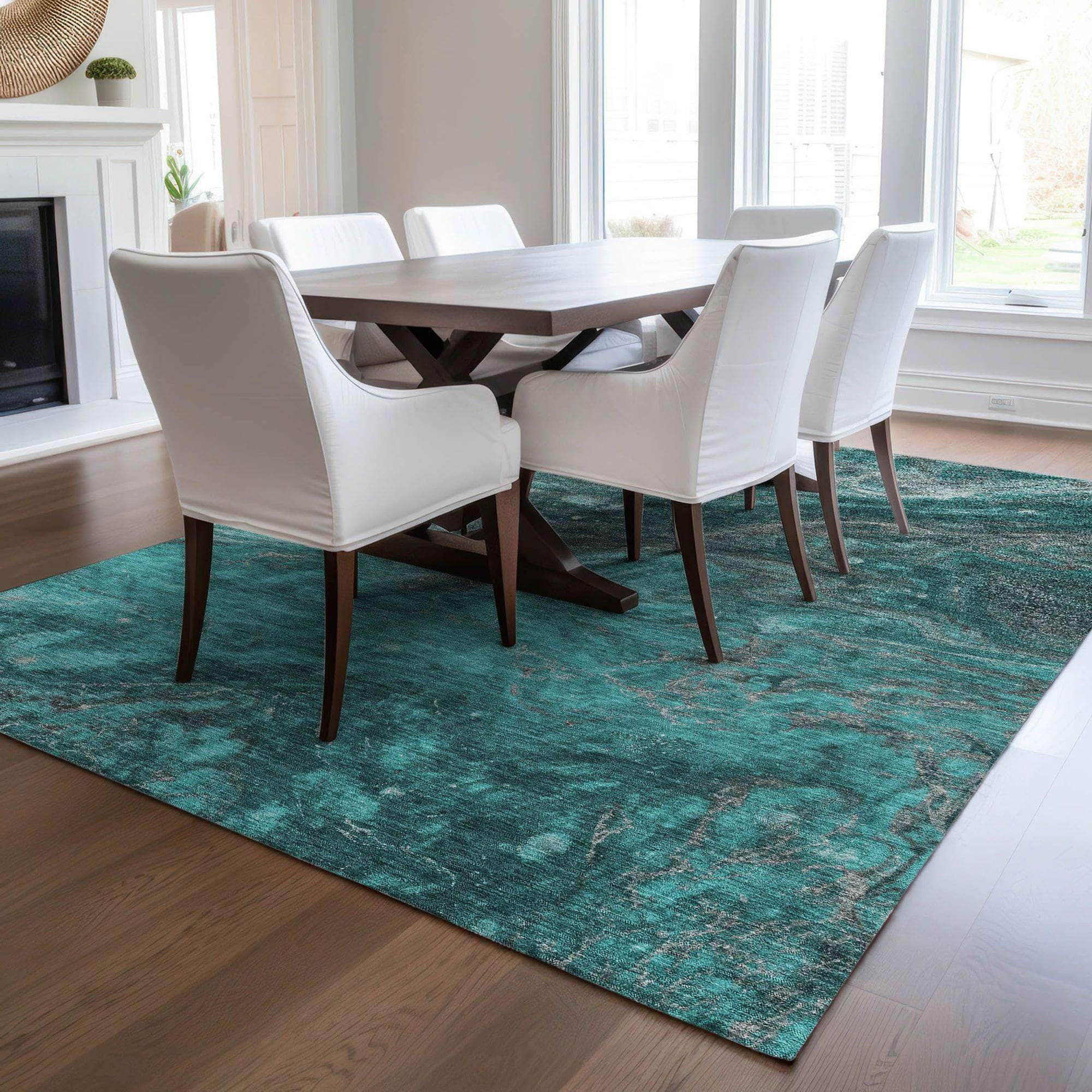 Machine Made ACN599 Teal  Rugs #color_teal 