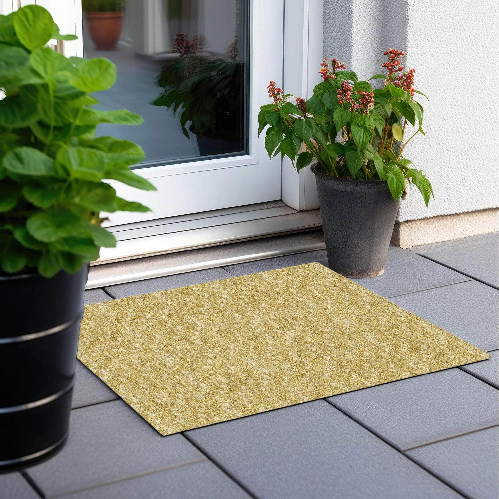 Machine Made ACN514 Gold  Rugs #color_gold 