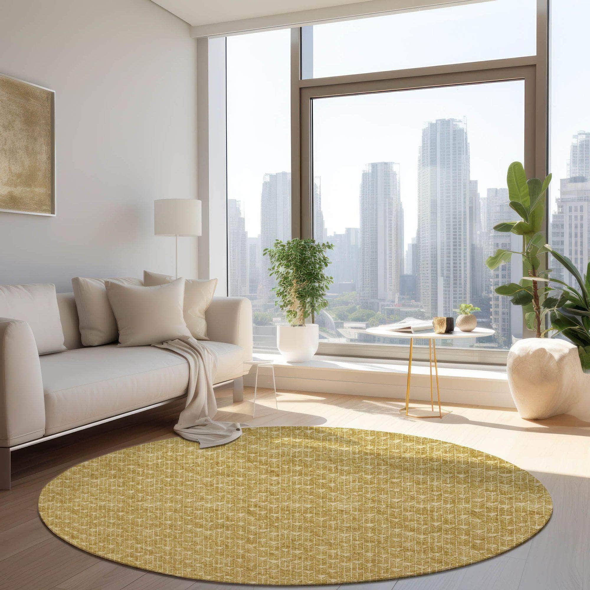 Machine Made ACN514 Gold  Rugs #color_gold 