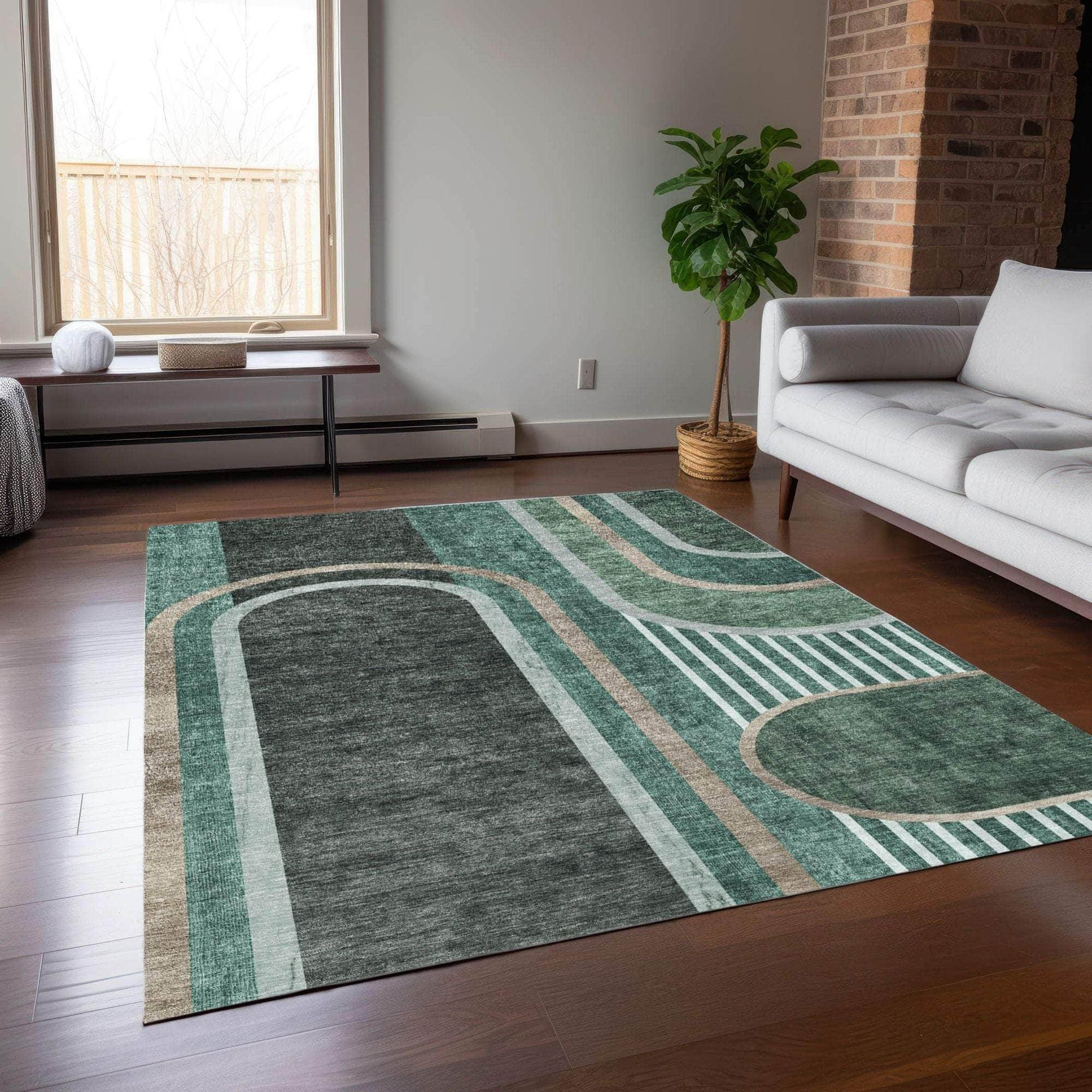 Machine Made ACN532 Emerald Green Rugs #color_emerald green